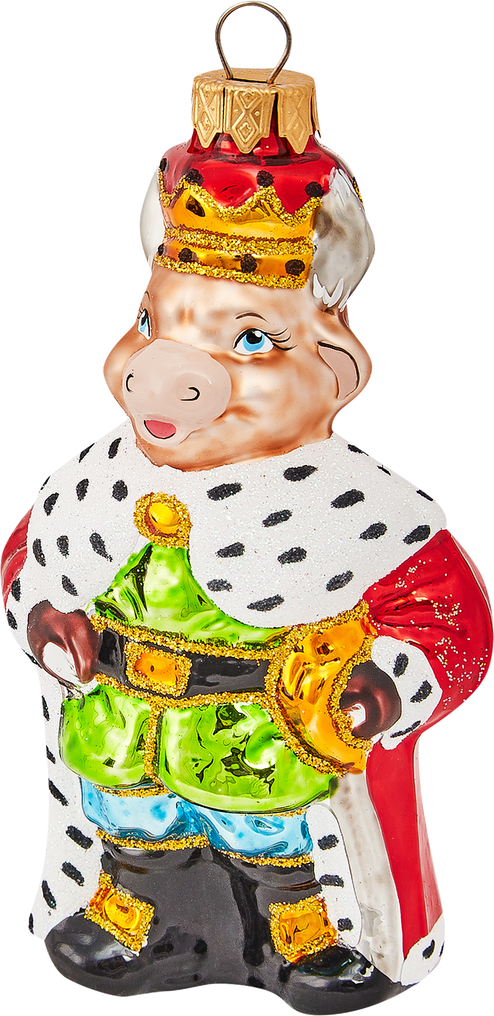 Изображение товара Ёлочное украшение Бык-король из стекла для новогодней елки