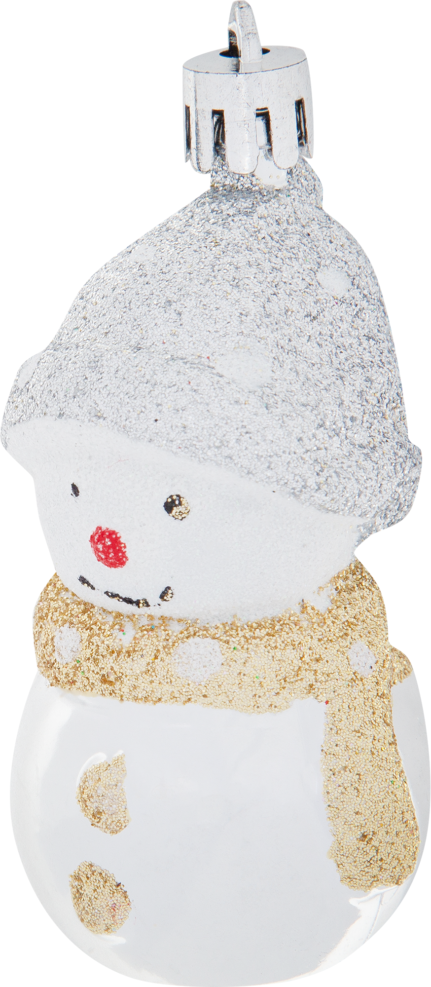 Изображение товара Ёлочная игрушка Снеговик с серебряной шляпкой 9 см