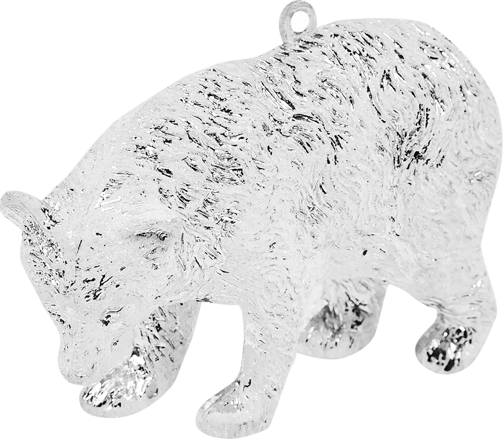 Изображение товара Ёлочная фигурка Медведь серебристая 10 см новогоднее украшение