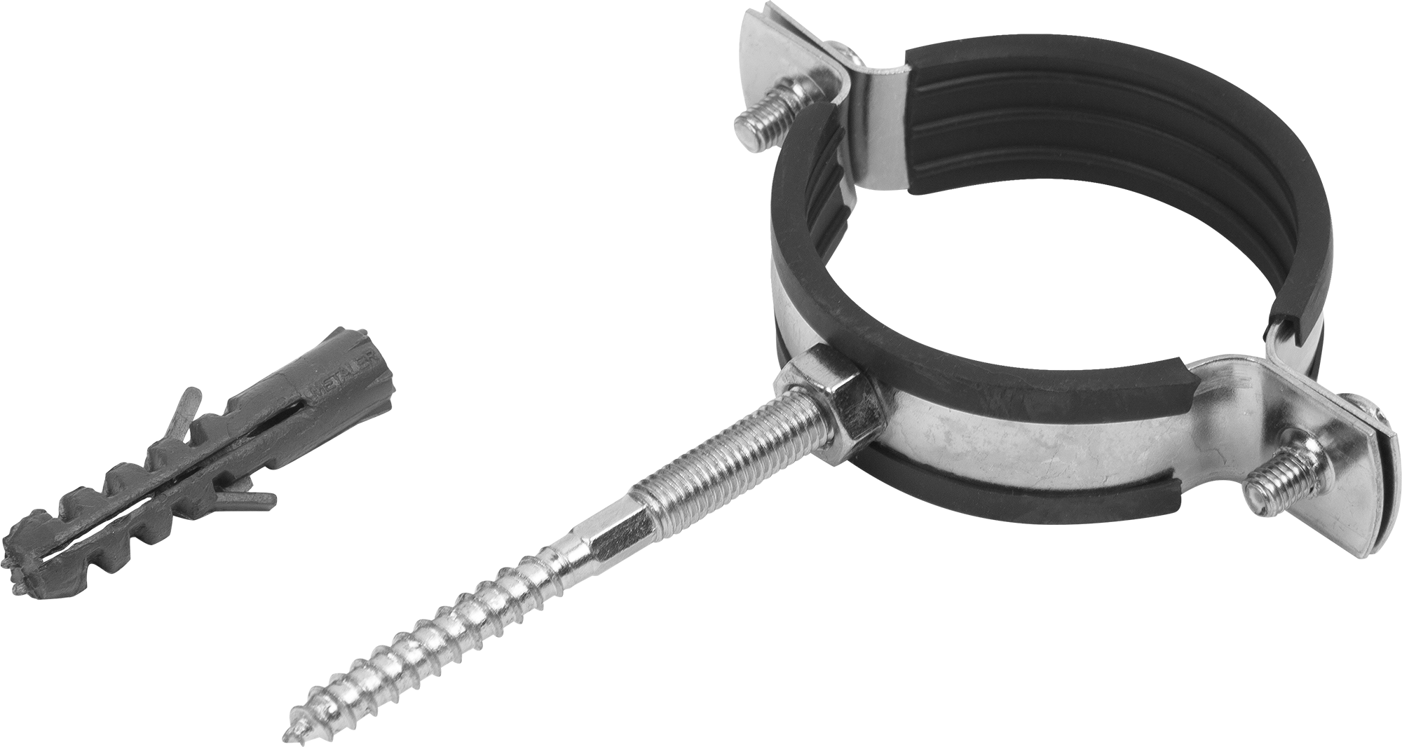 Изображение товара Хомут с винтовым креплением 2 60-64 мм оцинкованный для труб монтажных