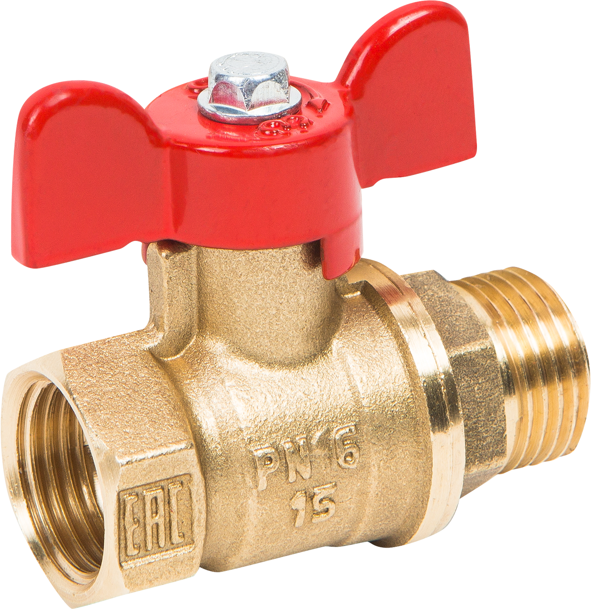 Изображение товара Кран шаровой Valfex DN15 PN24 латунь 1/2 наружная внутренняя резьба бабочка