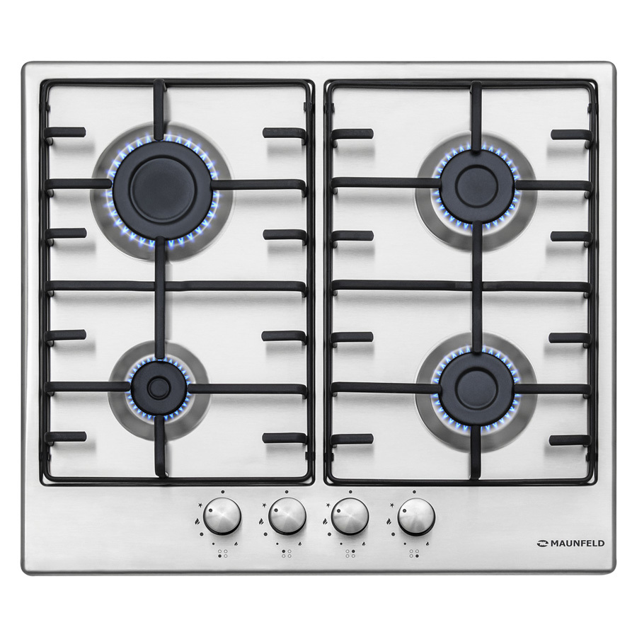 Изображение товара Газовая варочная панель Maunfeld EGHS.64.3ES 59 см 4 конфорки нержавеющая сталь