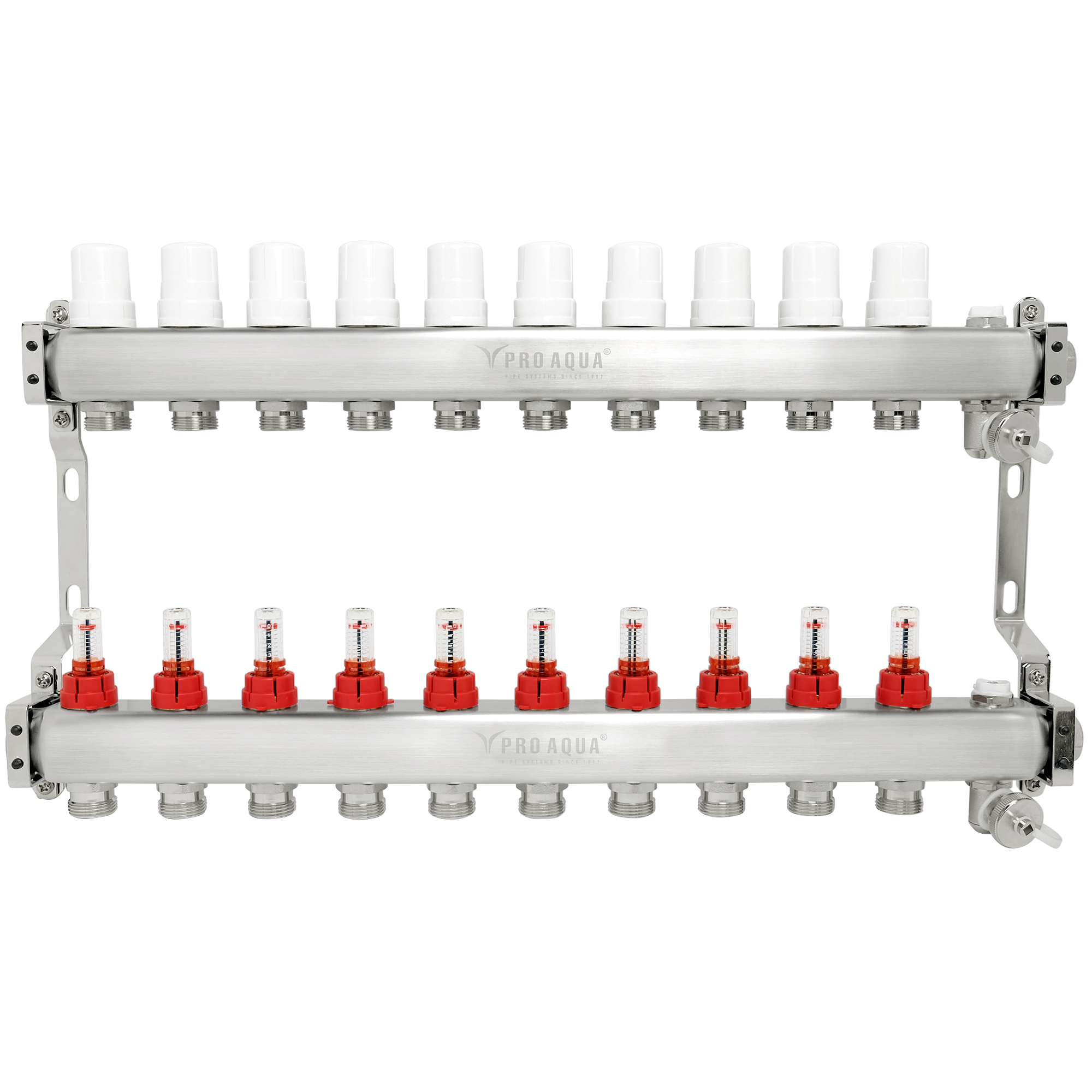 Изображение товара Коллекторная группа с расходомерами PRO AQUA 1x3/4 для теплого пола, нержавейка