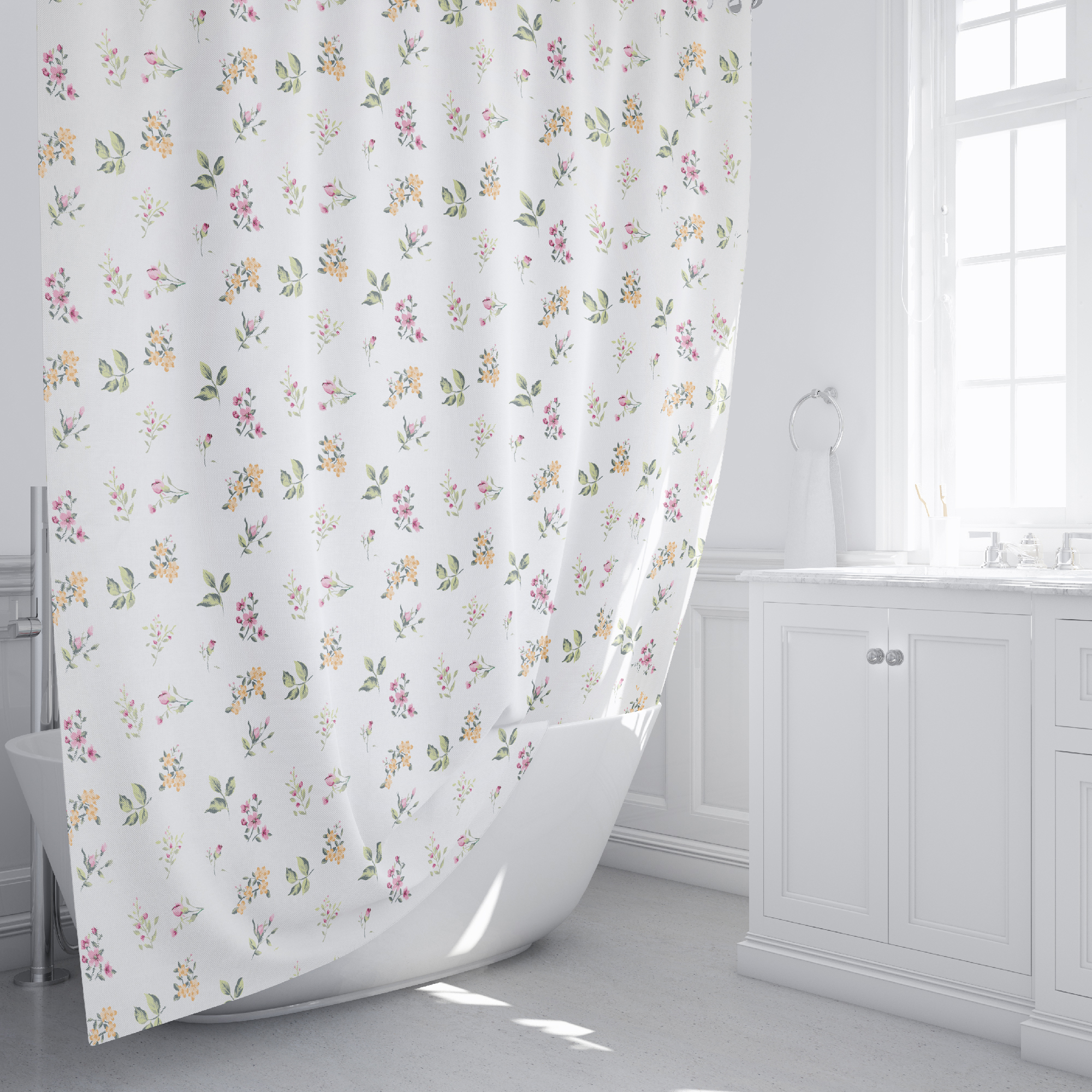 Изображение товара Штора для ванной Fixsen Flora 180x200 см полиэстер цвет белый