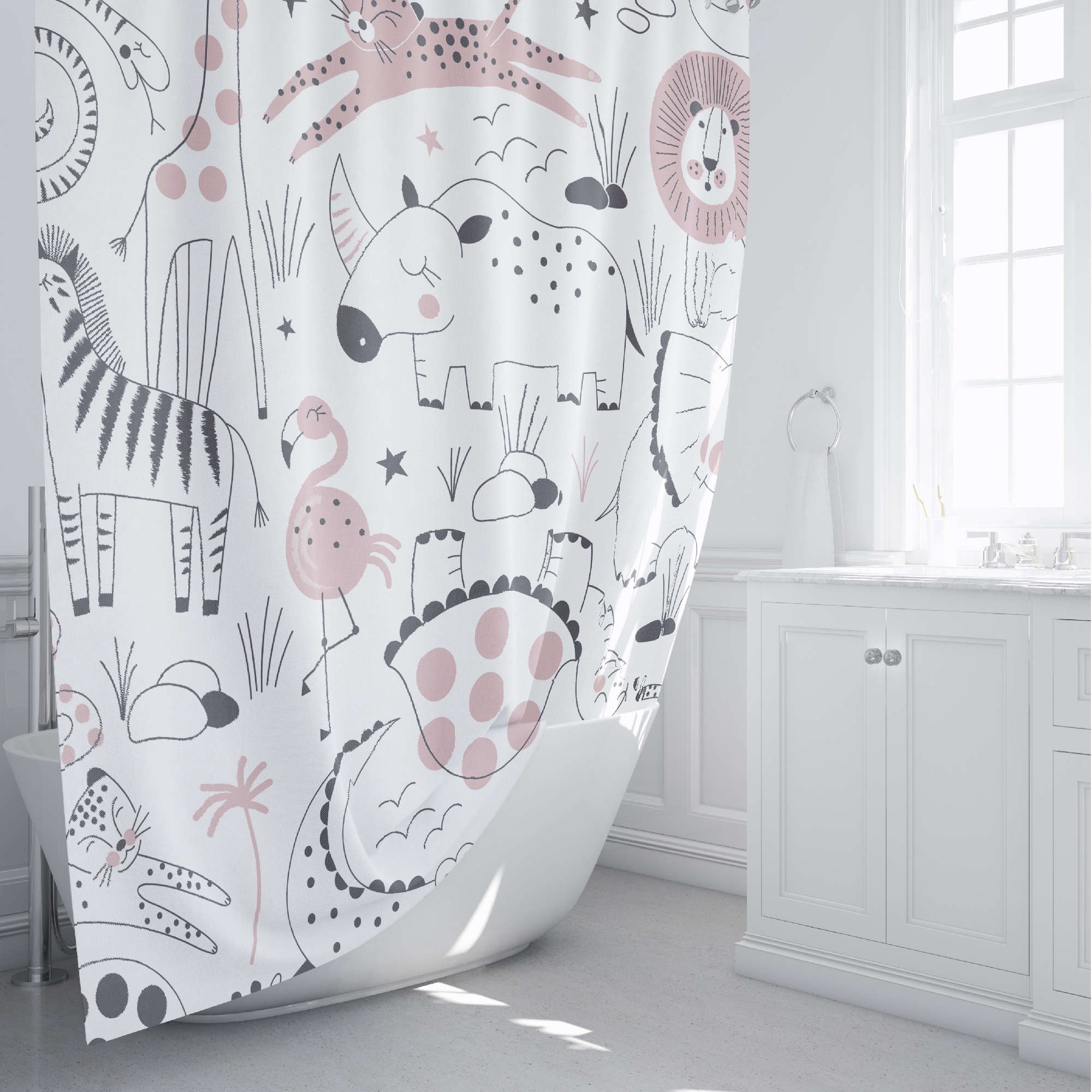 Изображение товара Штора для ванной Fixsen Africa 180x200 см полиэстер цвет белый