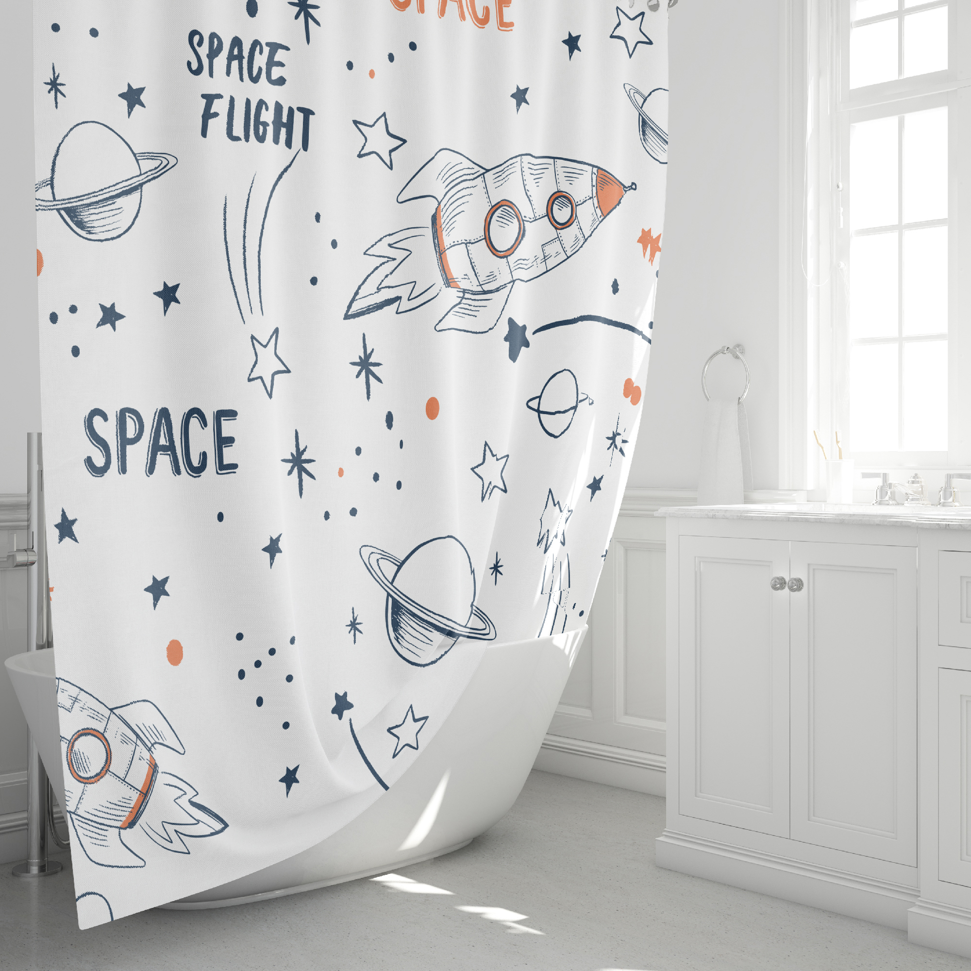 Изображение товара Штора для ванной Fixsen Space 180x200 см полиэстер цвет белый Изображение товара Штора для ванной Fixsen Space 180x200 см полиэстер цвет белый