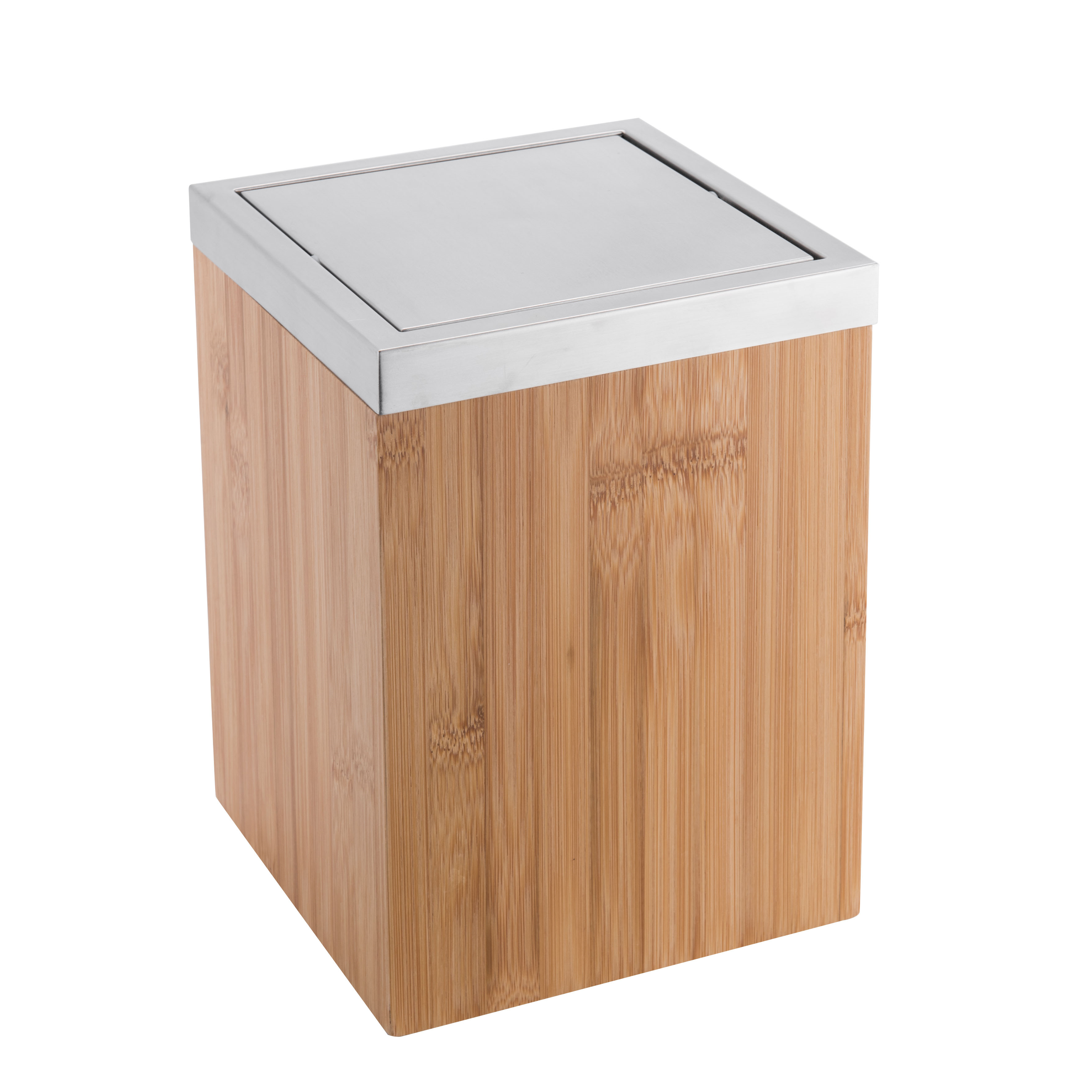 Изображение товара Контейнер для мусора Sensea Bamboo 5 л из натуральной древесины с крышкой для ванной комнаты