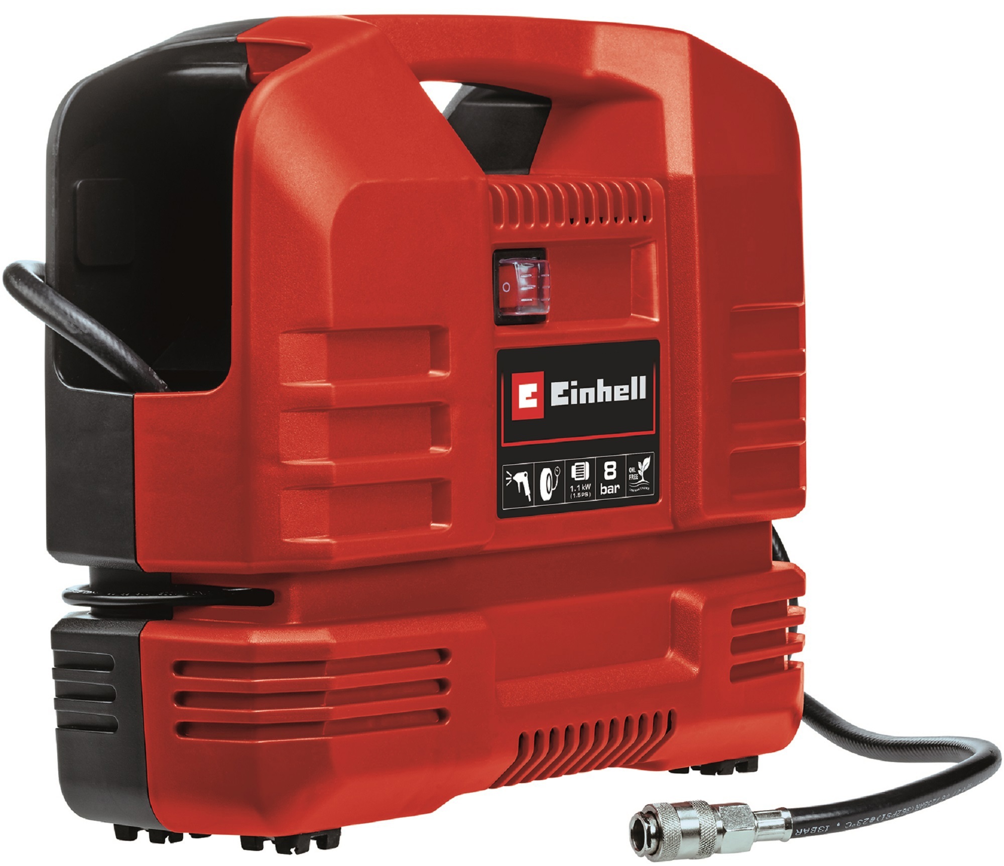 Изображение товара Компрессор Einhell TC-AC 190 OF Set 1100 Вт с шлангом 3 м и аксессуарами