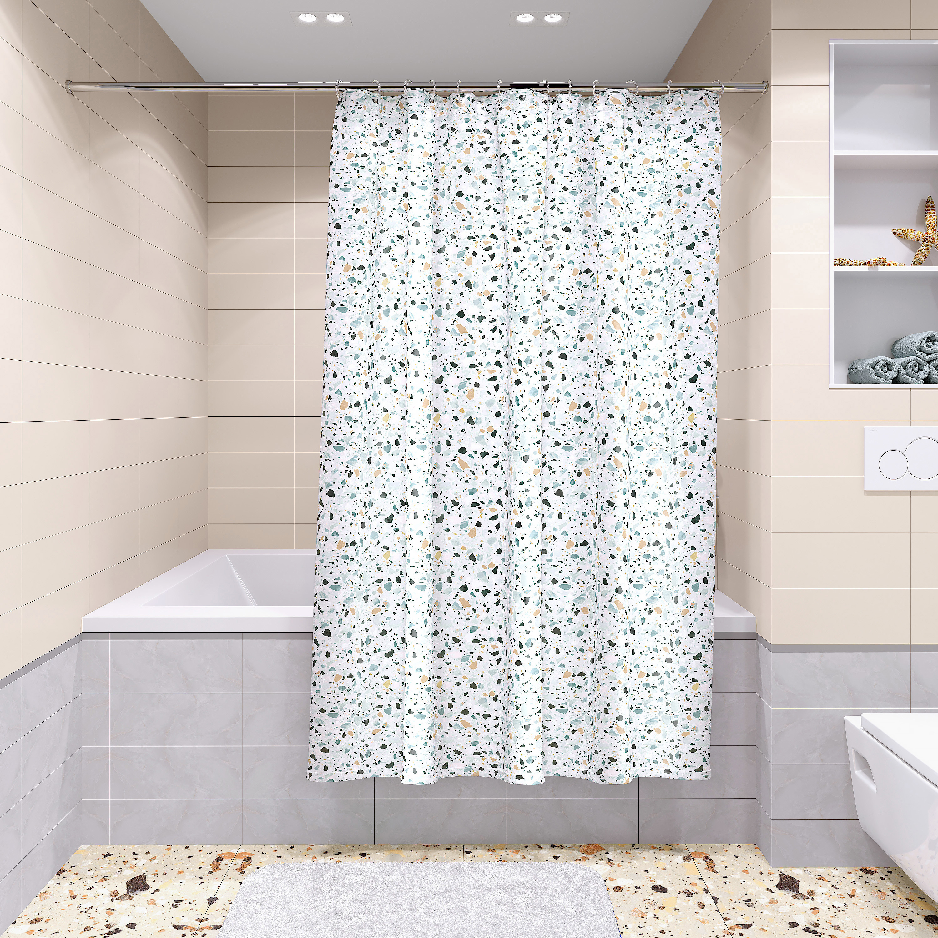 Изображение товара Штора для ванной Lemer Terrazzo 180x200 см полиэстер разноцветная водоотталкивающая
