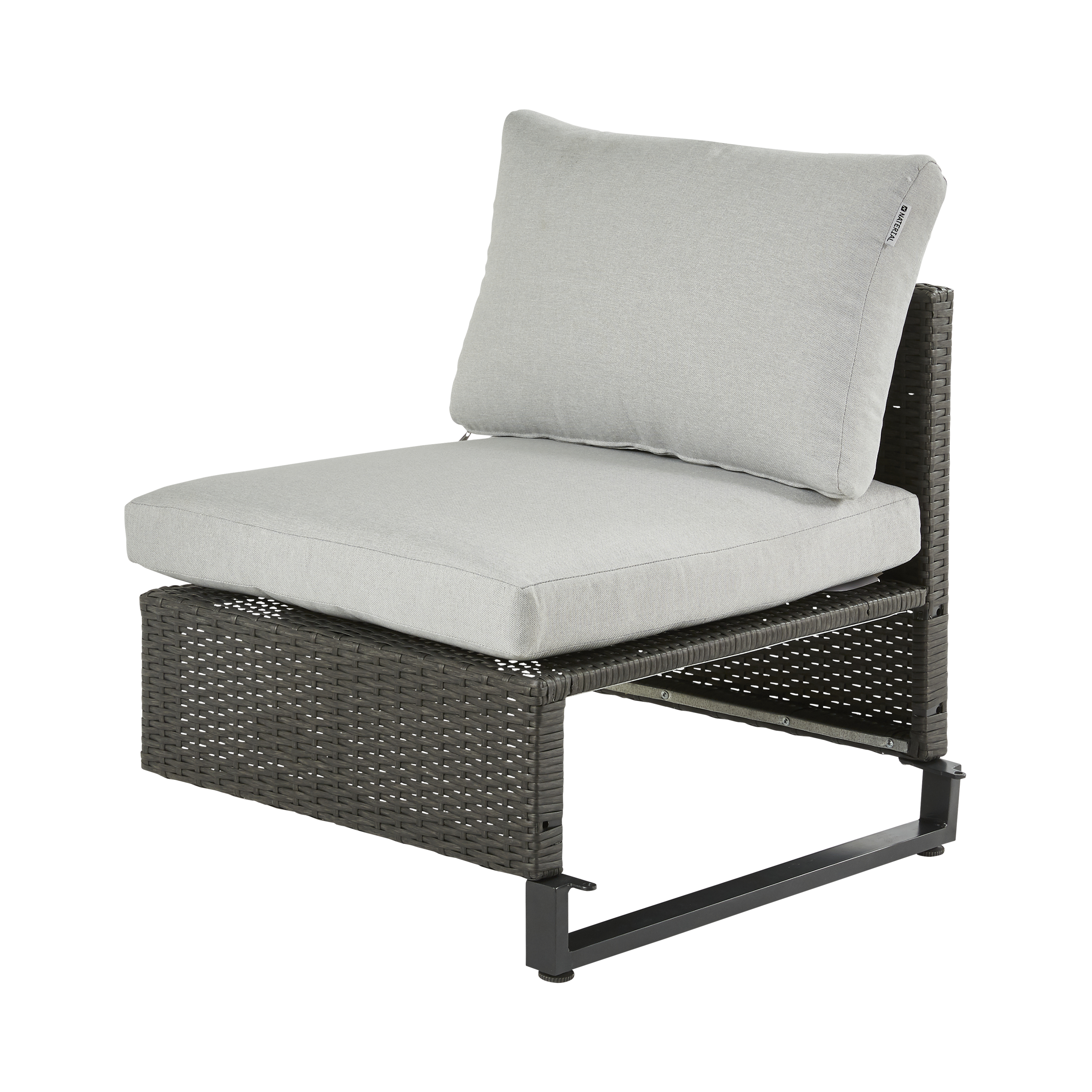 Изображение товара Секция прямая Naterial Noa Fix 68x62x68 см, искусственный ротанг, серый/чёрный