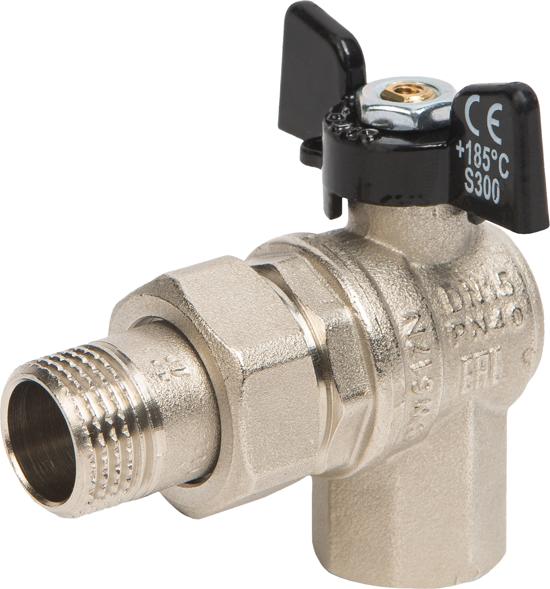 Изображение товара Кран шаровой с американкой Bugatti Oregon DN20 PN64 1/2" латунь ручка бабочка Италия