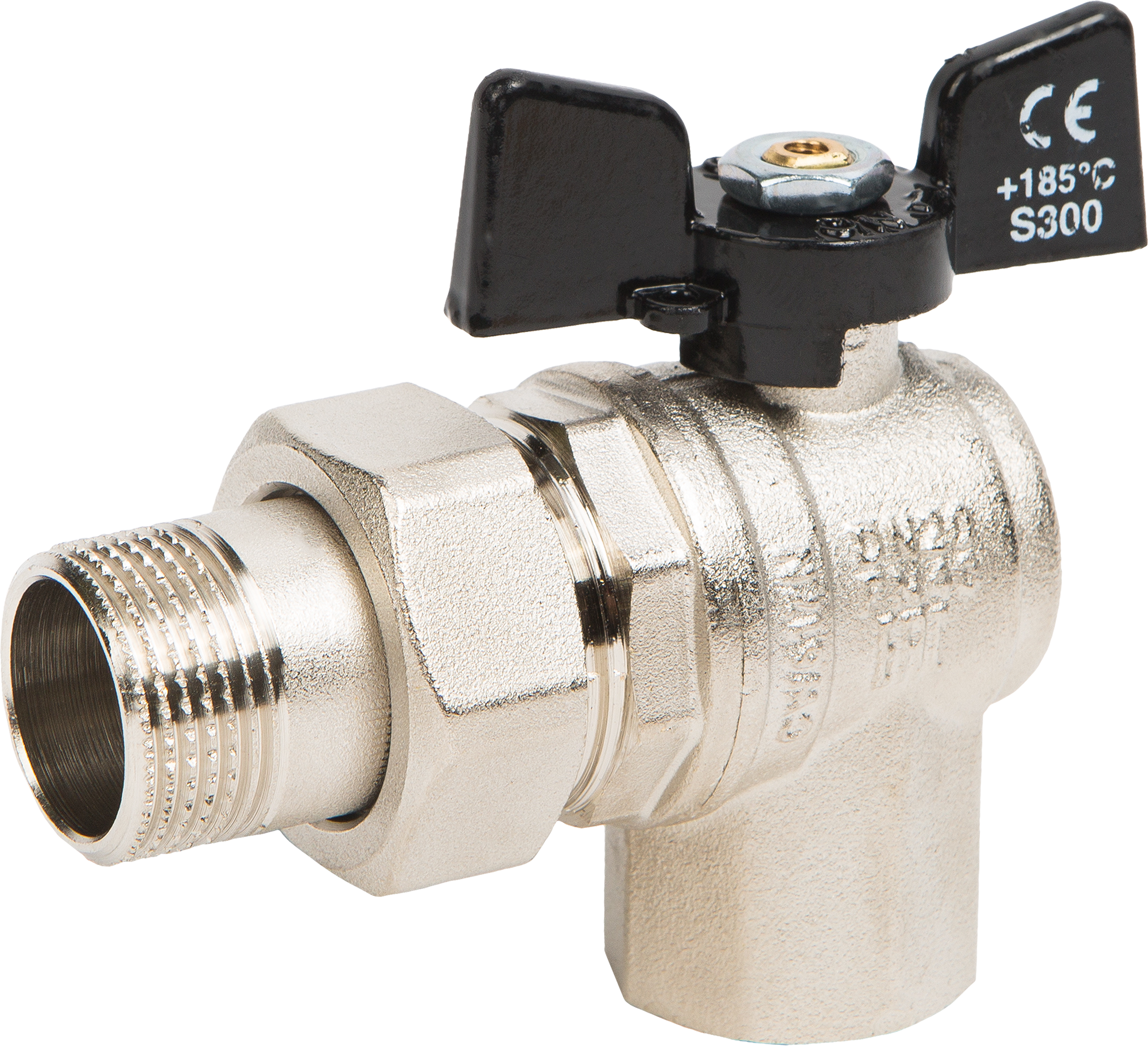 Изображение товара Кран шаровой с американкой BUGATTI Oregon DN20 PN64 3/4\" латунь ручка бабочка