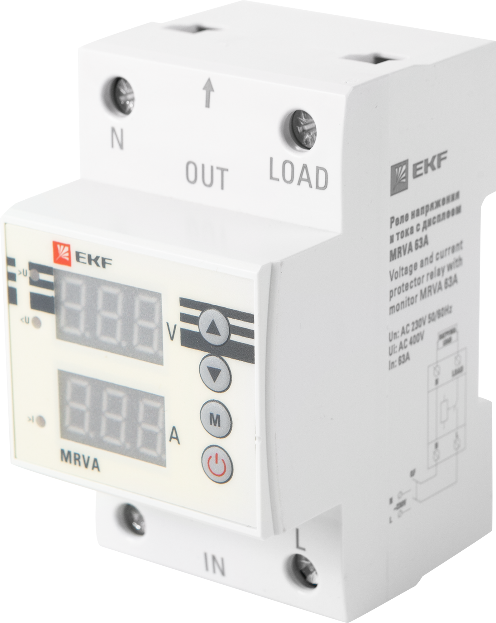 Изображение товара Реле напряжения и тока EKF MRVA 63A с дисплеем защита сети