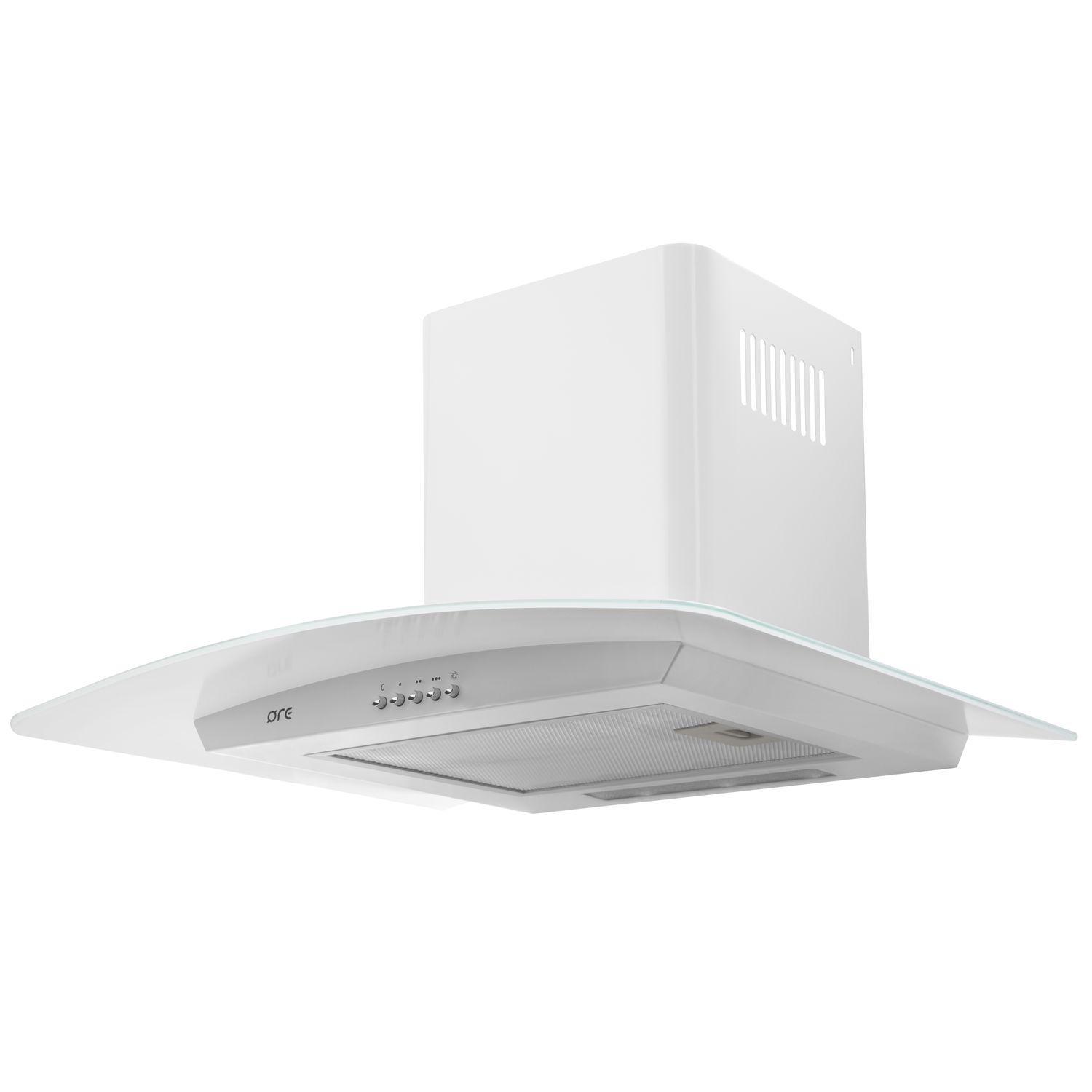 Изображение товара Вытяжка для кухни Ore Glasset 60 WHITE с рециркуляцией, 650м³/ч, белый дизайн