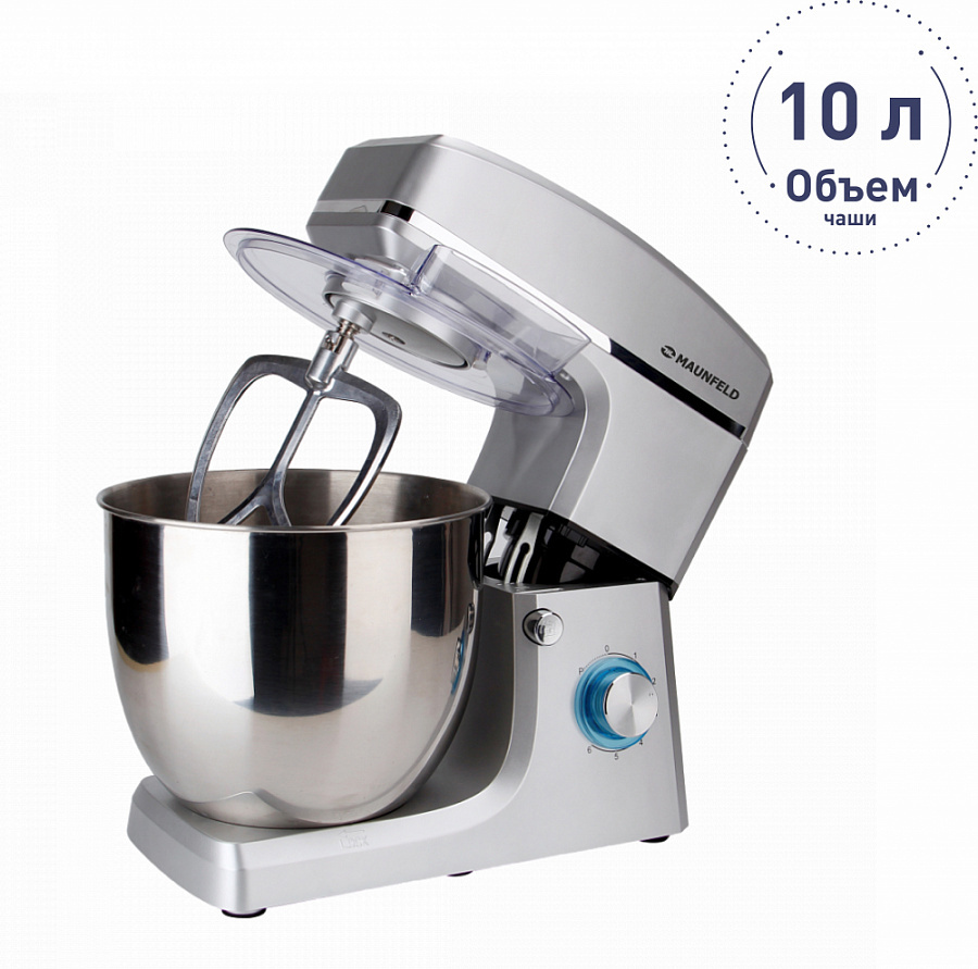 Изображение товара Планетарный миксер Maunfeld MF-432S 10 литров, мощность 1500Вт, нержавеющая сталь