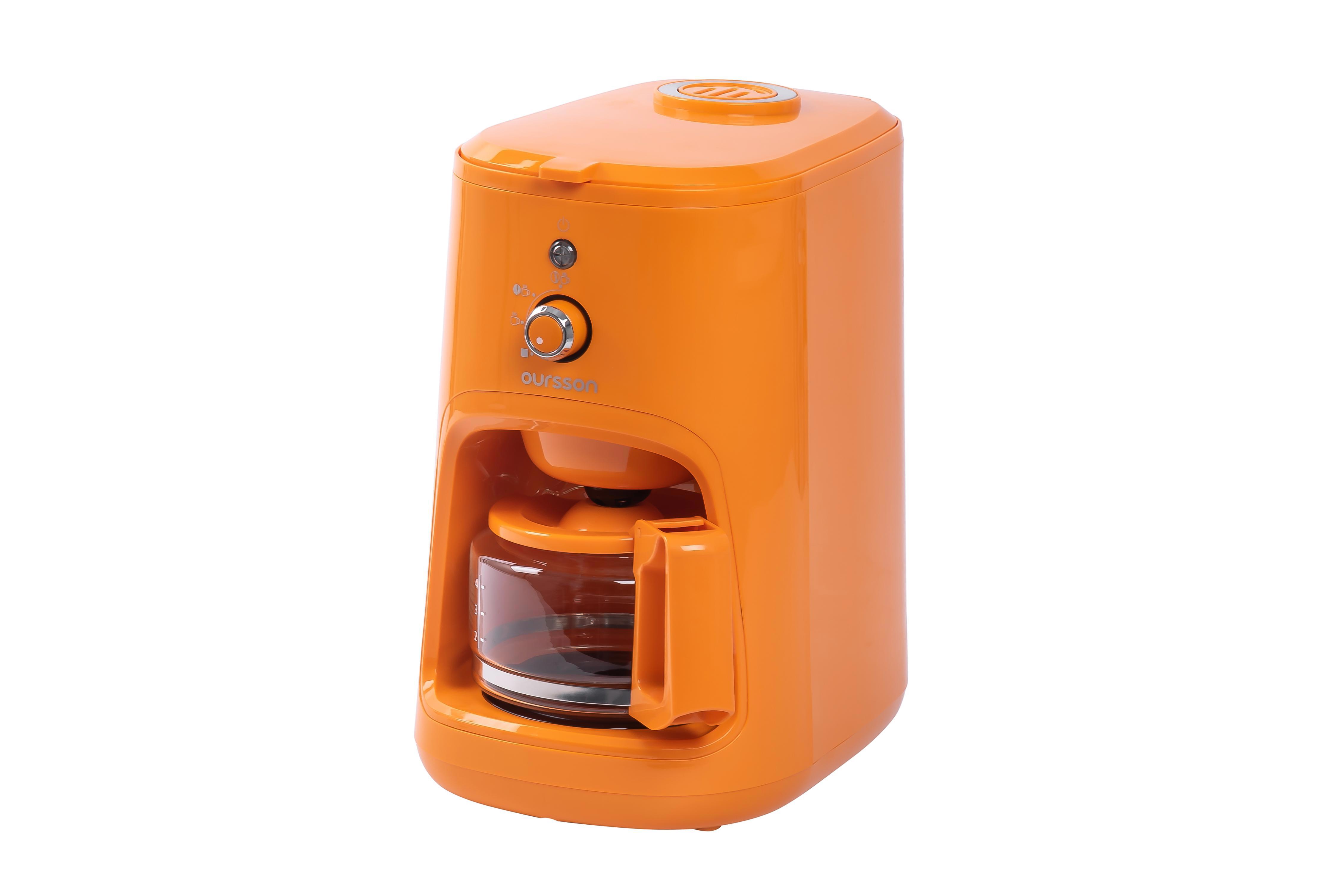 Изображение товара Кофеварка OURSSON CM0400G с кофемолкой и капучинатором оранжевая