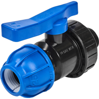 Изображение товара Кран шаровой прямой Политэк DN25 PN16 3/4"x25 полипропилен ручка флажок