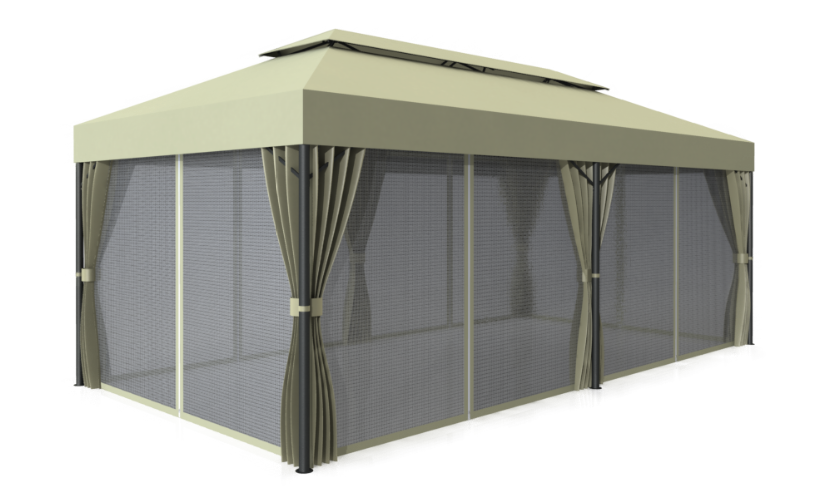 Изображение товара Мобильный шатер Комфорт 3x6x2.88 м белый из металла и полиэстера для отдыха