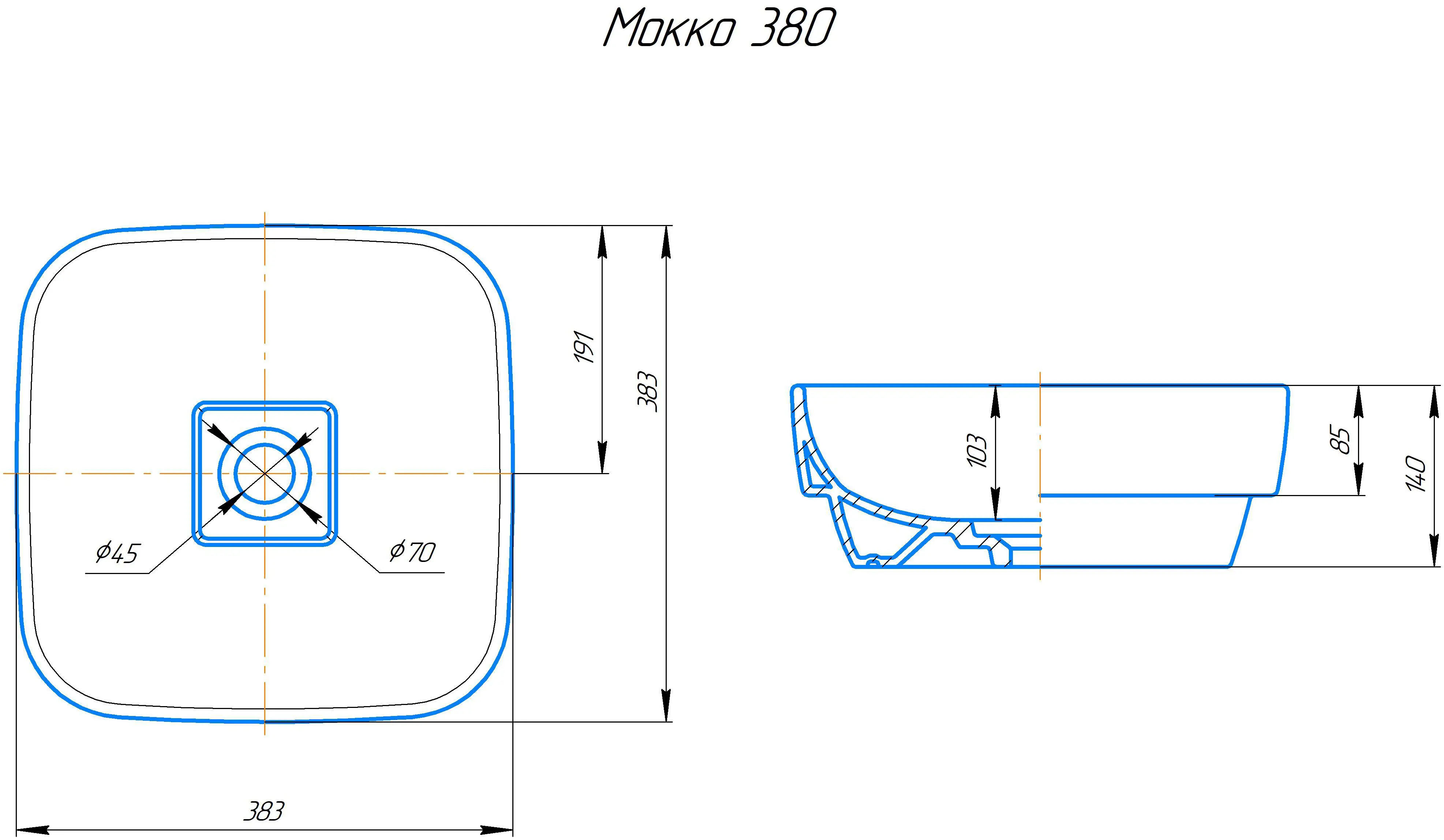 Раковина Мокко накладная 38.3 см - 6