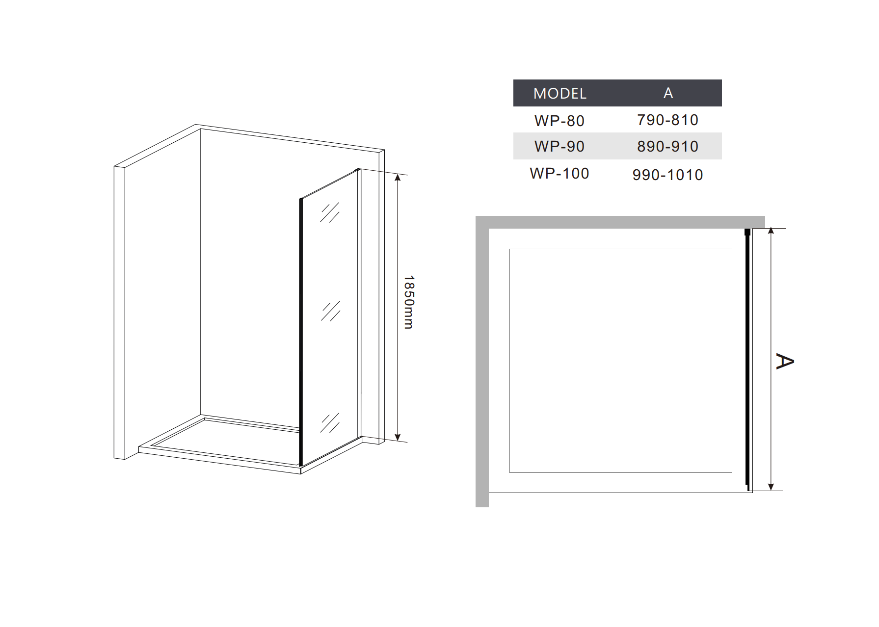 Душевая перегородка Drop WP-80 боковая 80x185 см - 7