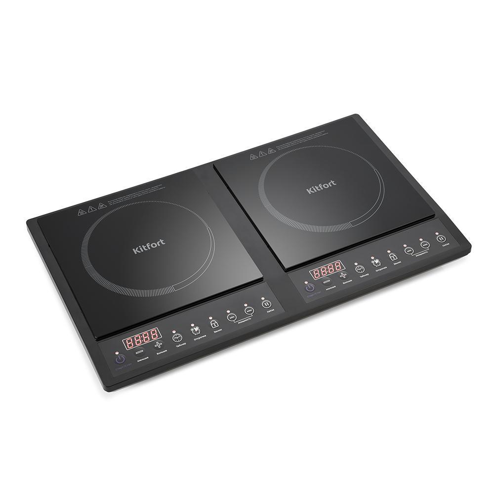 Изображение товара Индукционная настольная плита Kitfort КТ-109 2 конфорки черный 34 см