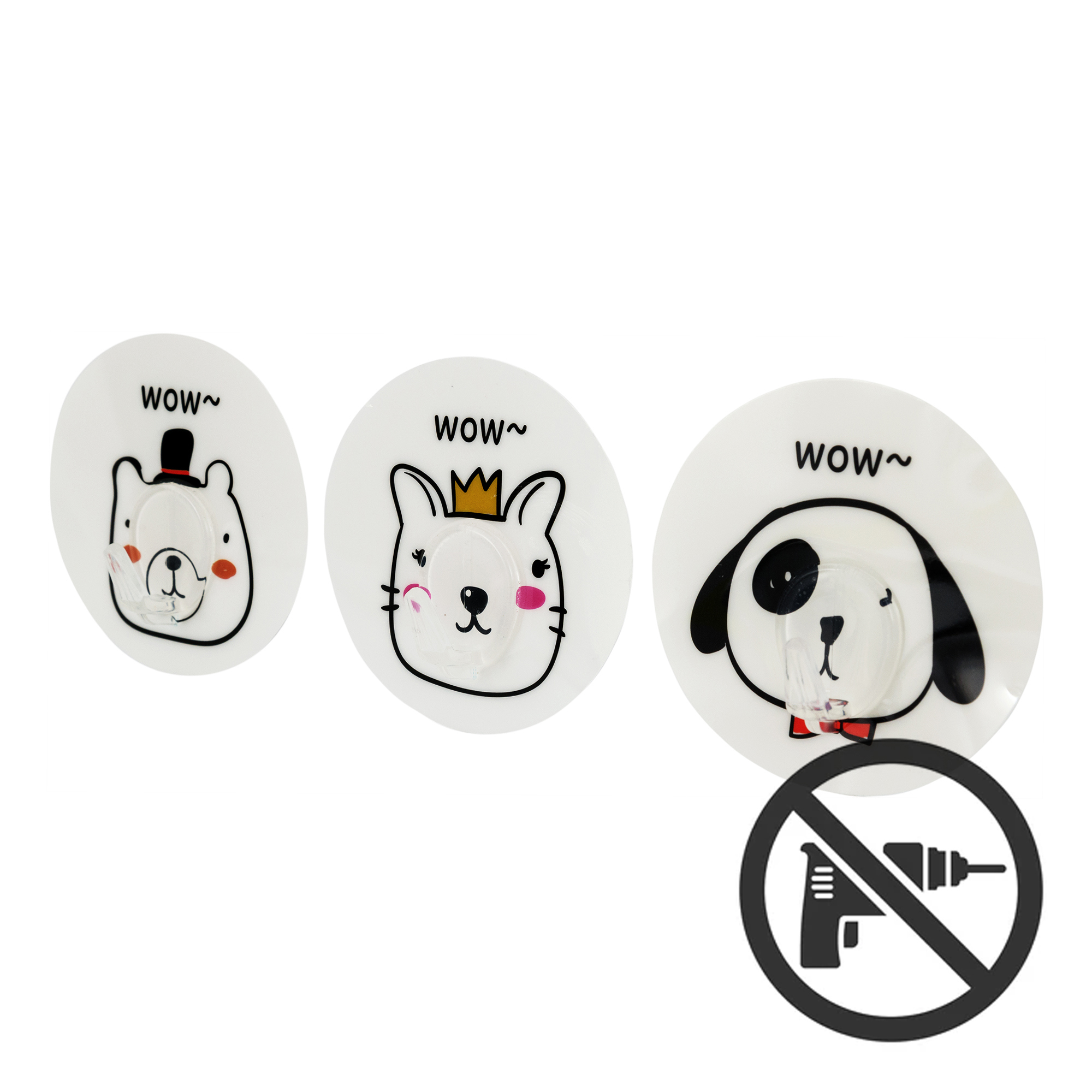 Изображение товара Самоклеящиеся крючки Gromell Dogs Pets 3 шт, необходимы для ванной