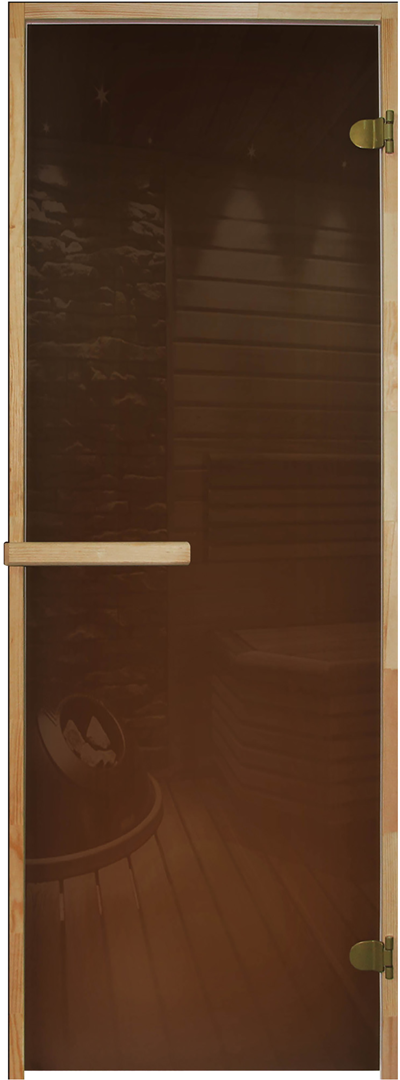 Изображение товара Дверь для сауны стеклянная бронза прозрачная 69x189 см с универсальной установкой