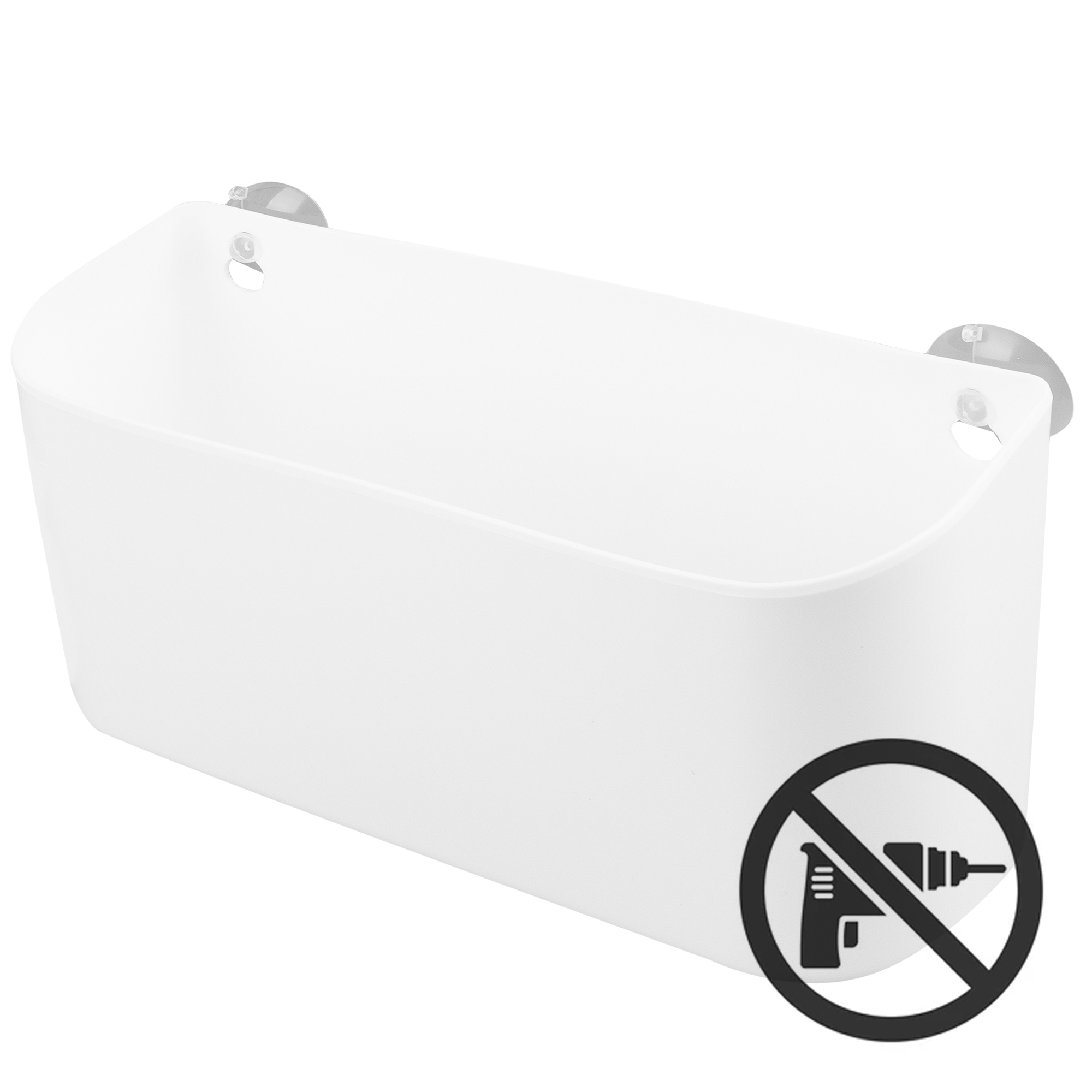 Изображение товара Навесная корзинка Krita для ванной на присосках белая плко и надежно