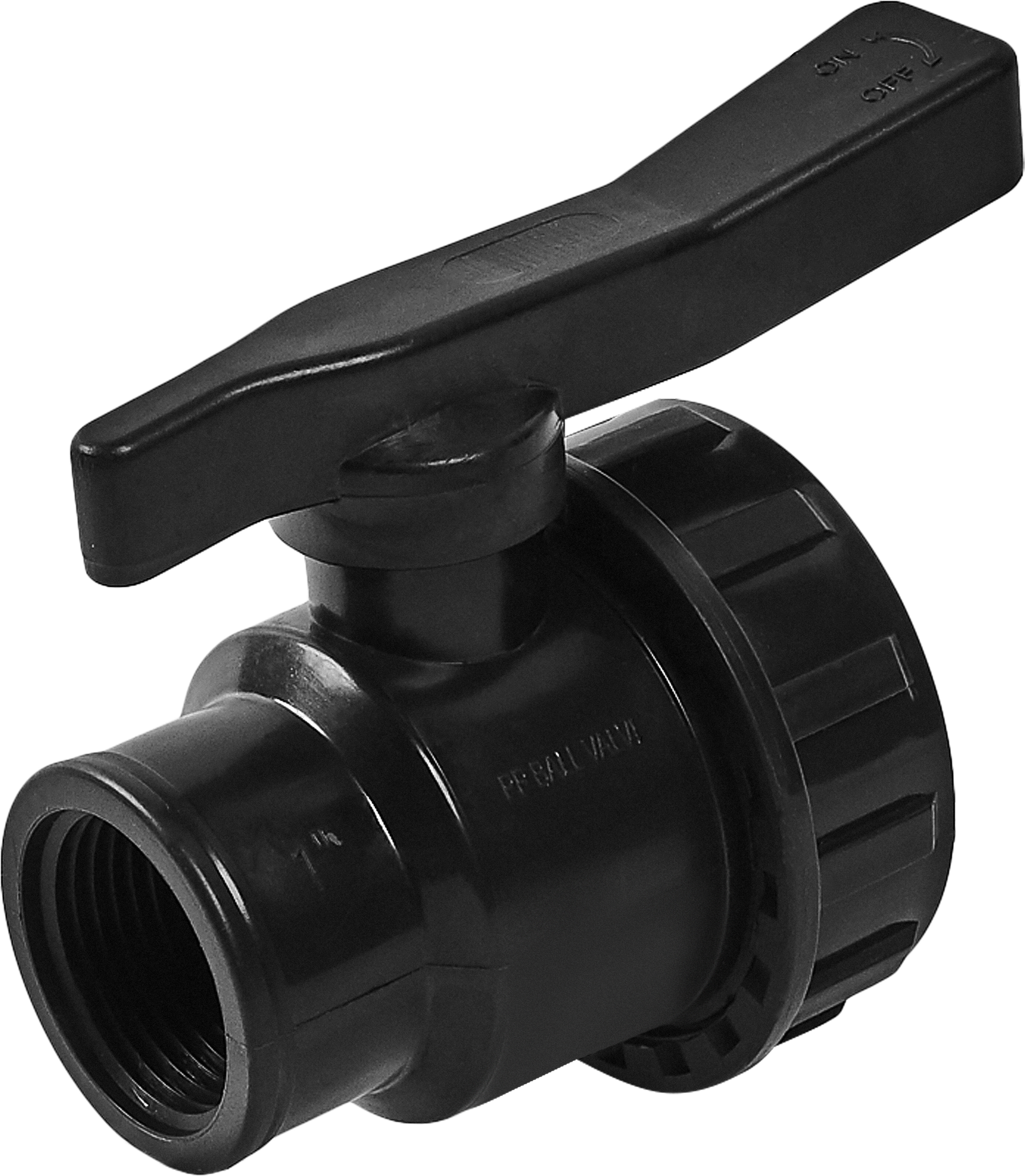 Изображение товара Кран шаровой прямой Политэк DN25 PN16 1 ВР полипропилен ручка флажок