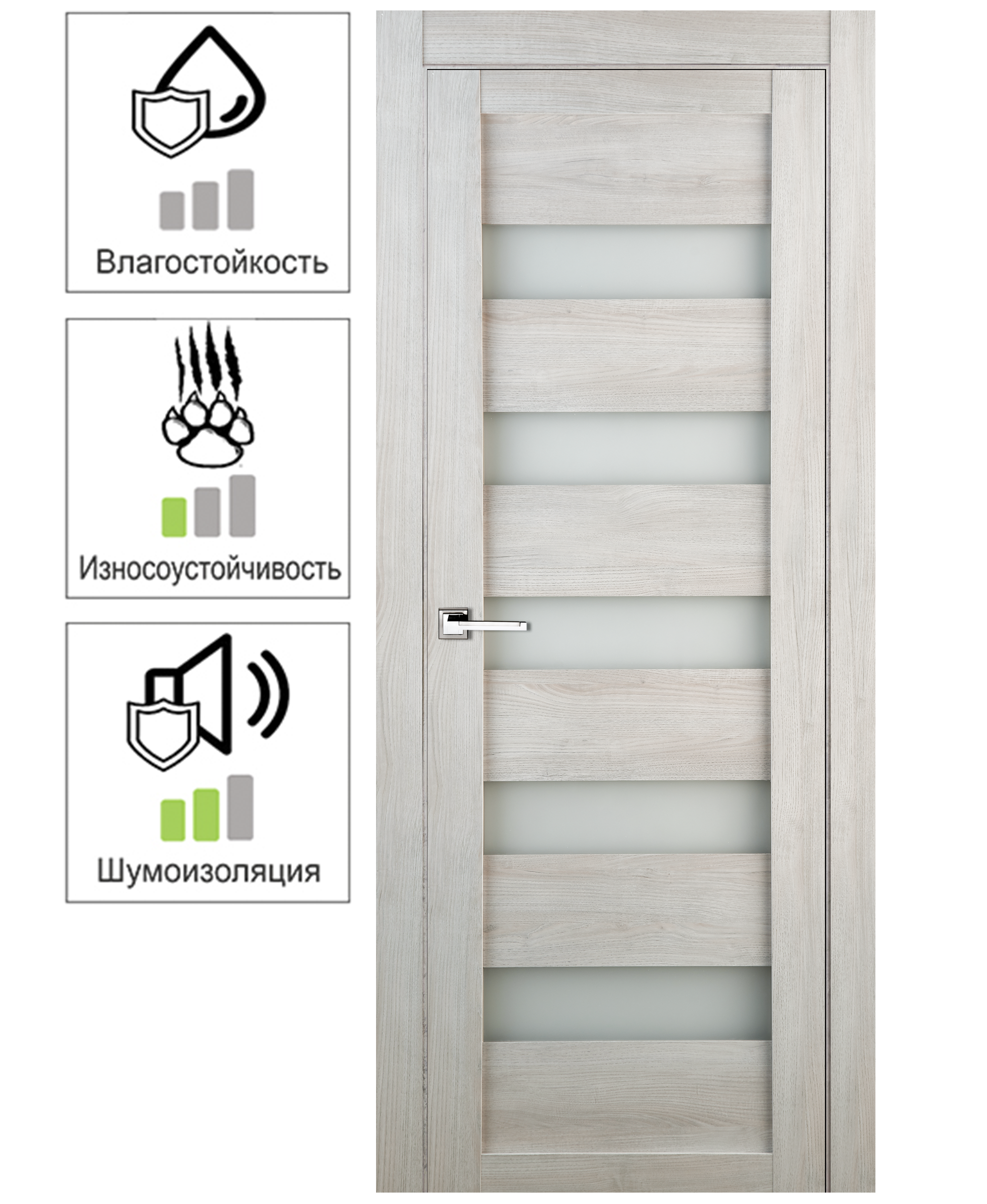 Изображение товара Дверь межкомнатная Лайн остеклённая дуб бриг 80x200 см