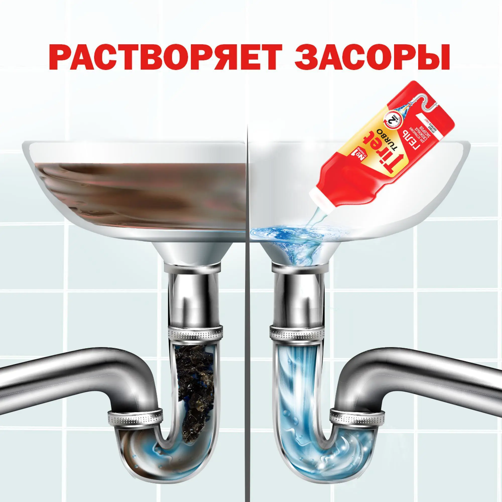 Гель для удаления засоров в трубах Tiret Turbo 1 л - 3