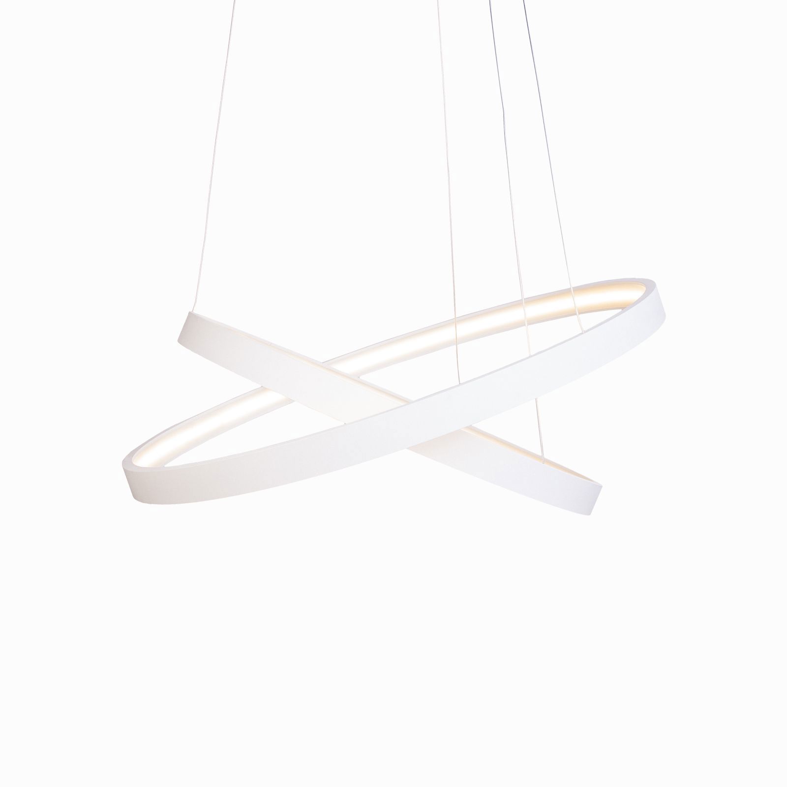 Изображение товара Люстра потолочная подвесная светодиодная Лючера 2 кольца TLRU2 диаметр 40см и 50см 3000K, светильник 48Вт,металл белый