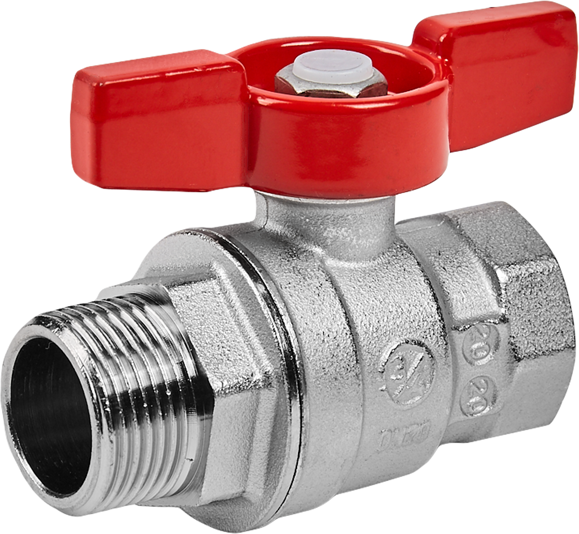 Кран шаровой прямой Giacomini DN20 PN35 3/4" НР/ВР латунь ручка бабочка