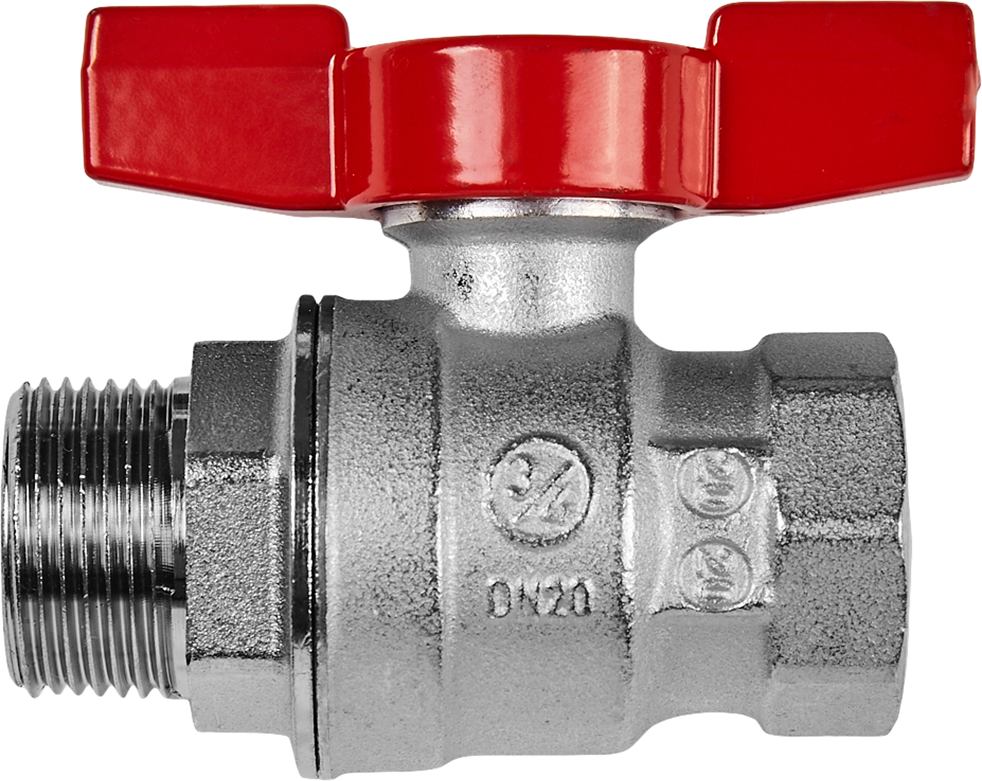 Кран шаровой прямой Giacomini DN20 PN35 3/4" НР/ВР латунь ручка бабочка - 1