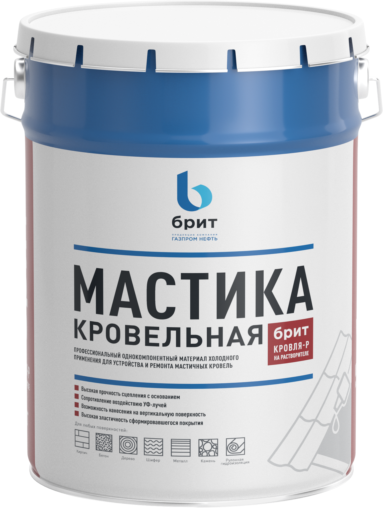 Изображение товара Мастика кровельная битумно-полимерная Брит Кровля-Р 5 кг Изображение товара Мастика кровельная битумно-полимерная Брит Кровля-Р 5 кг