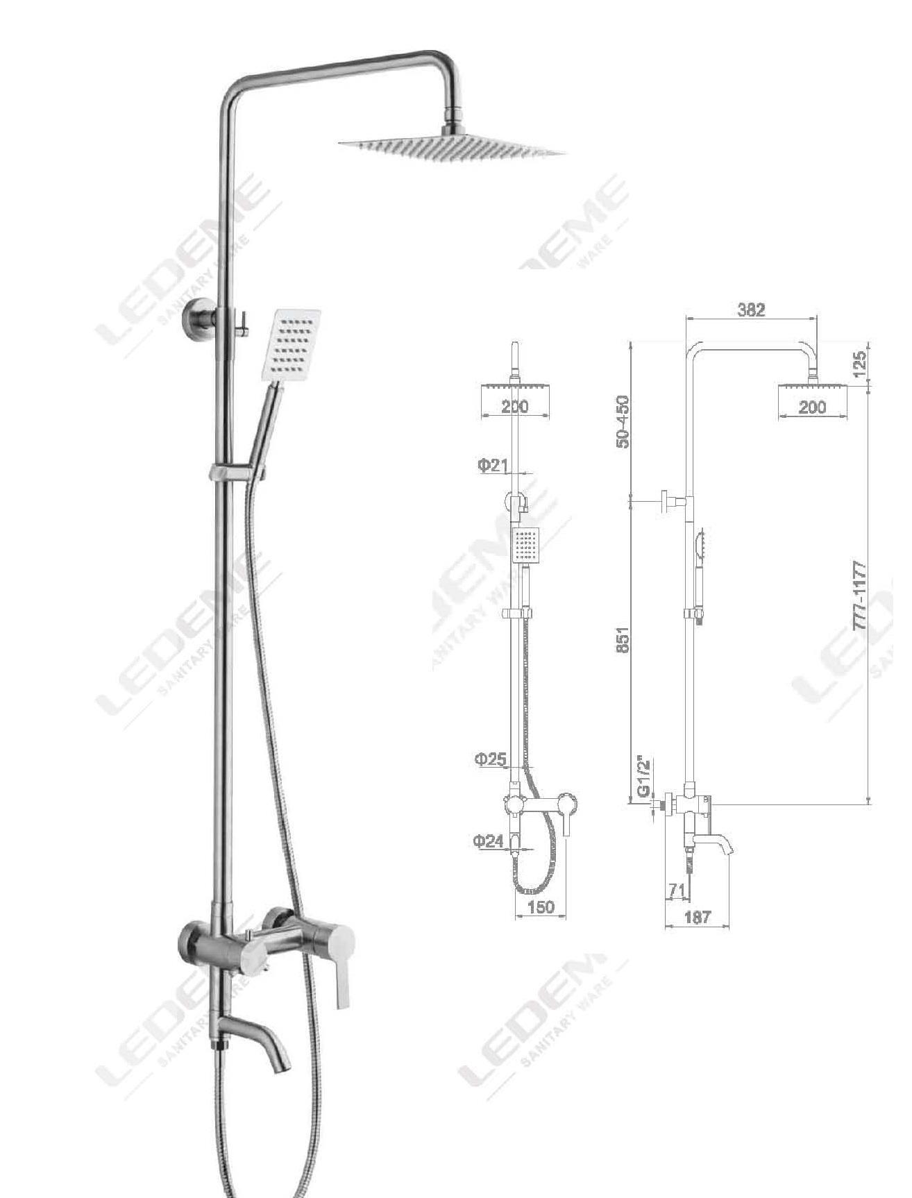 Изображение товара Душевая система LEDEME L72401 Дождь из нержавеющей стали 110 см