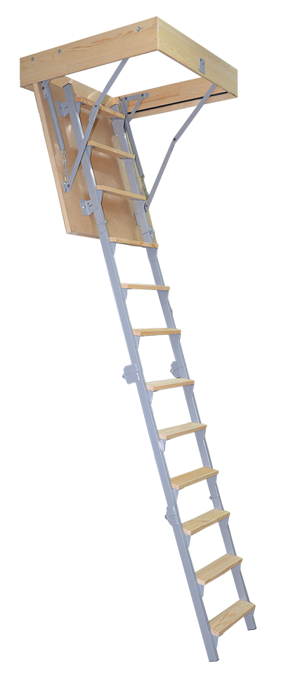 Изображение товара Лестница чердачная ЧЛ-6 130 кг Классическая алюминиевая рама, сосна, 2650 мм Изображение товара Лестница чердачная ЧЛ-6 130 кг Классическая алюминиевая рама, сосна, 2650 мм