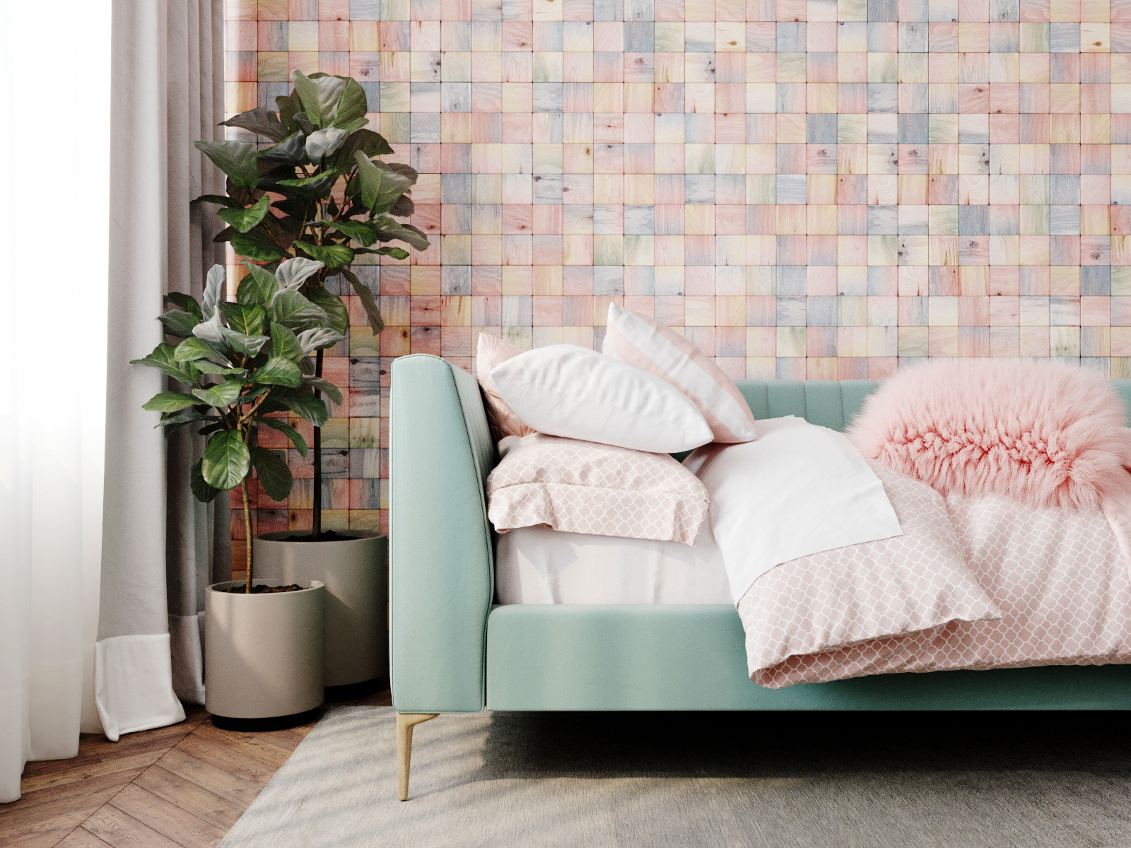 Изображение товара Деревянная мозаика ПАЙК 100x100 мм 300x300 мм