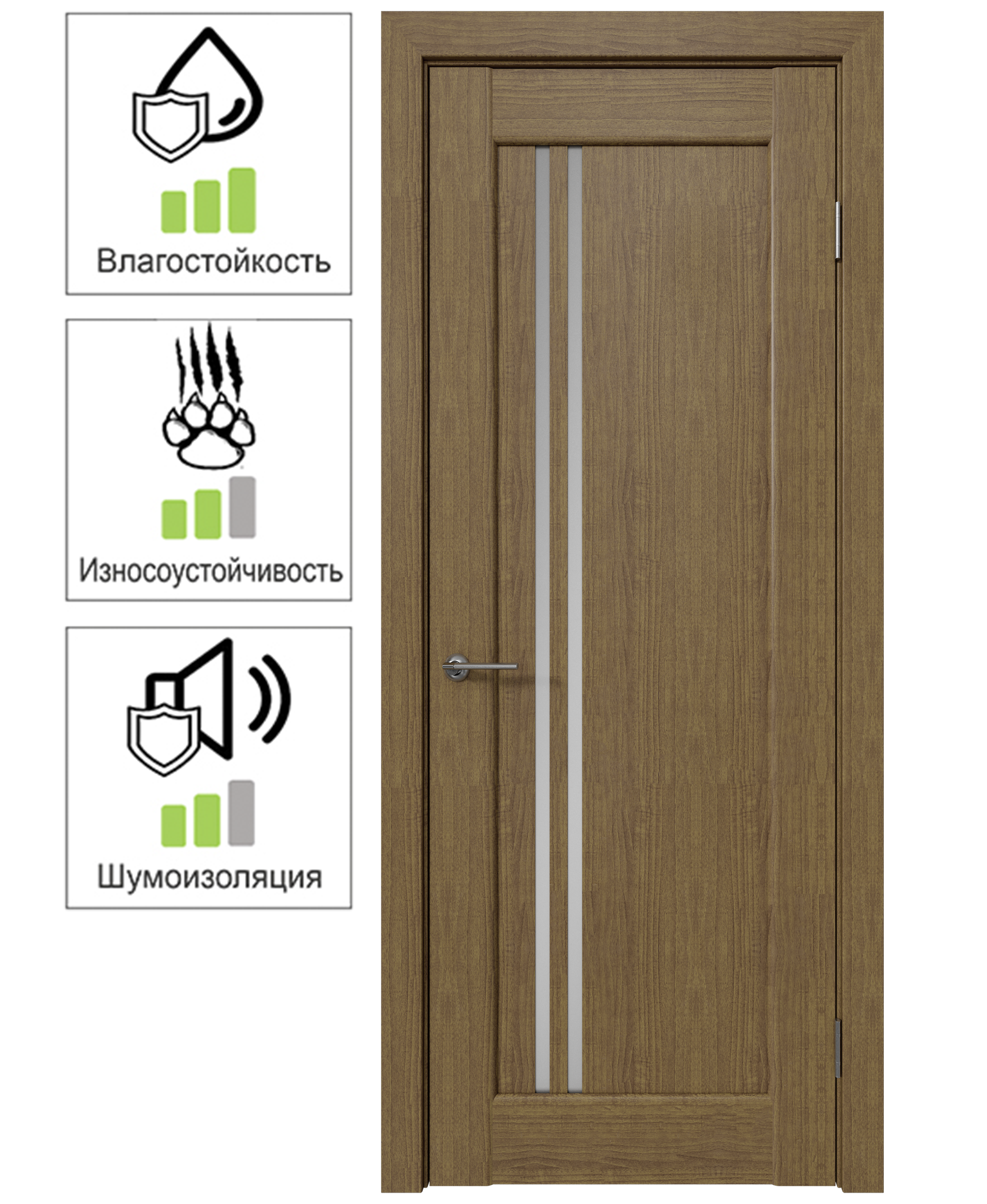 Изображение товара Дверь межкомнатная Дельта вертикальная остеклённая 80x200 см ПВХ цвет ольха золотая (с замком и петлями)
