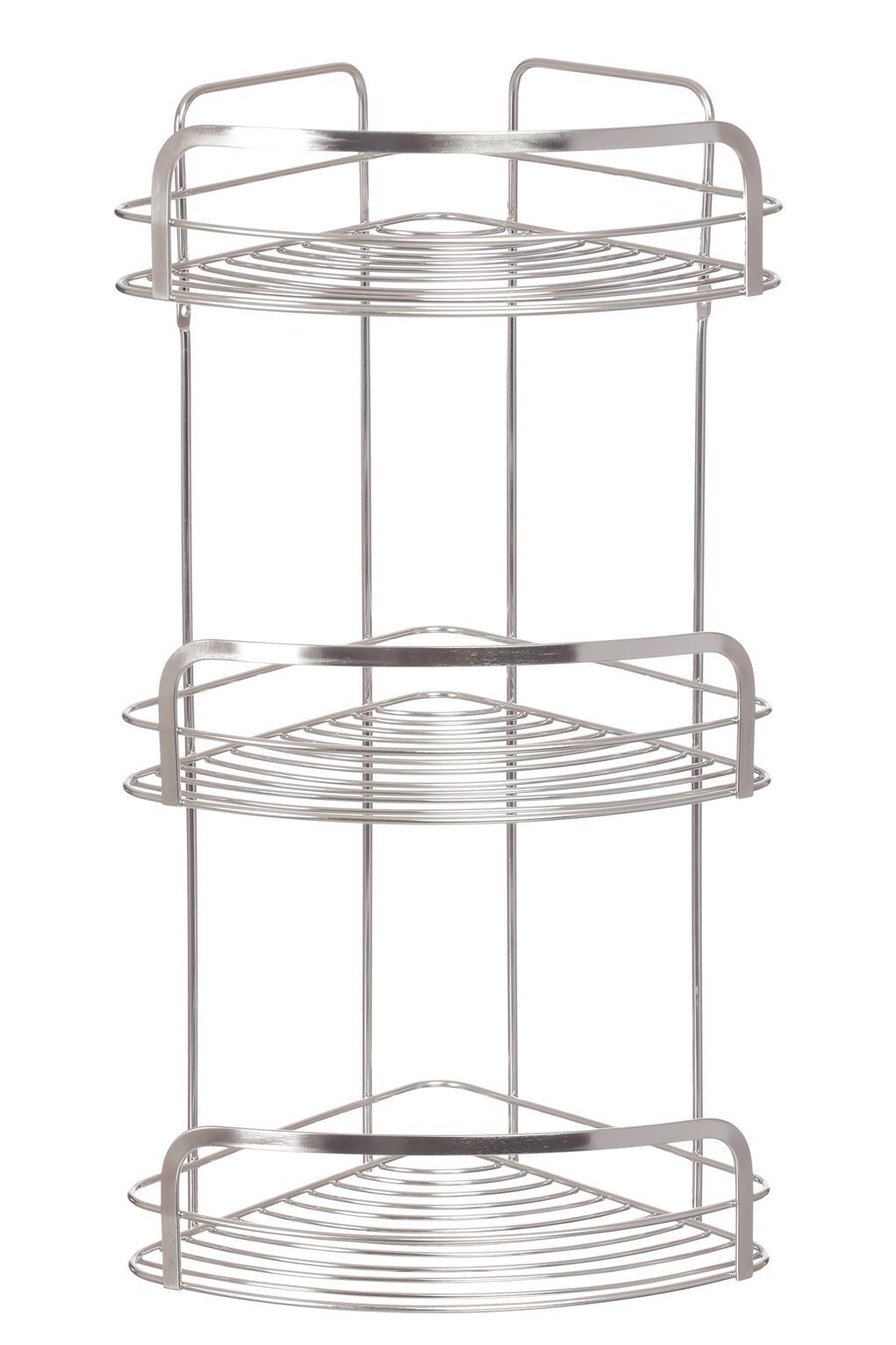 Изображение товара Угловая полка для ванной Vanstore Modern Plus из нержавеющей стали 3 яруса 20x20x48 см