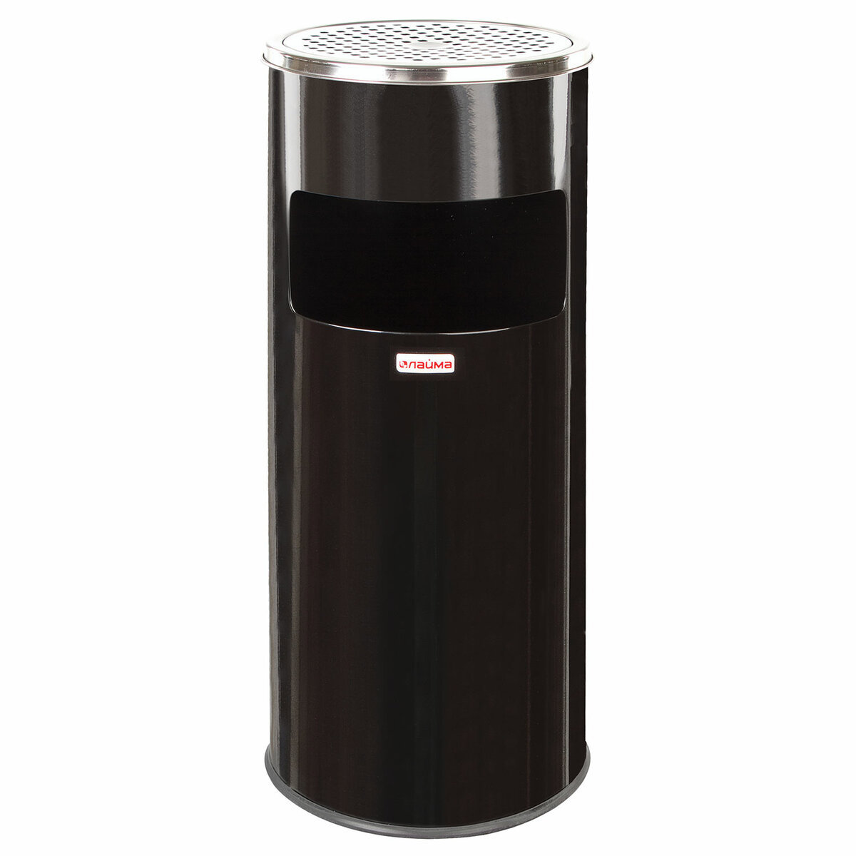Изображение товара Мусорное ведро Лайма 5 л металл черное с пепельницей для офиса и дома