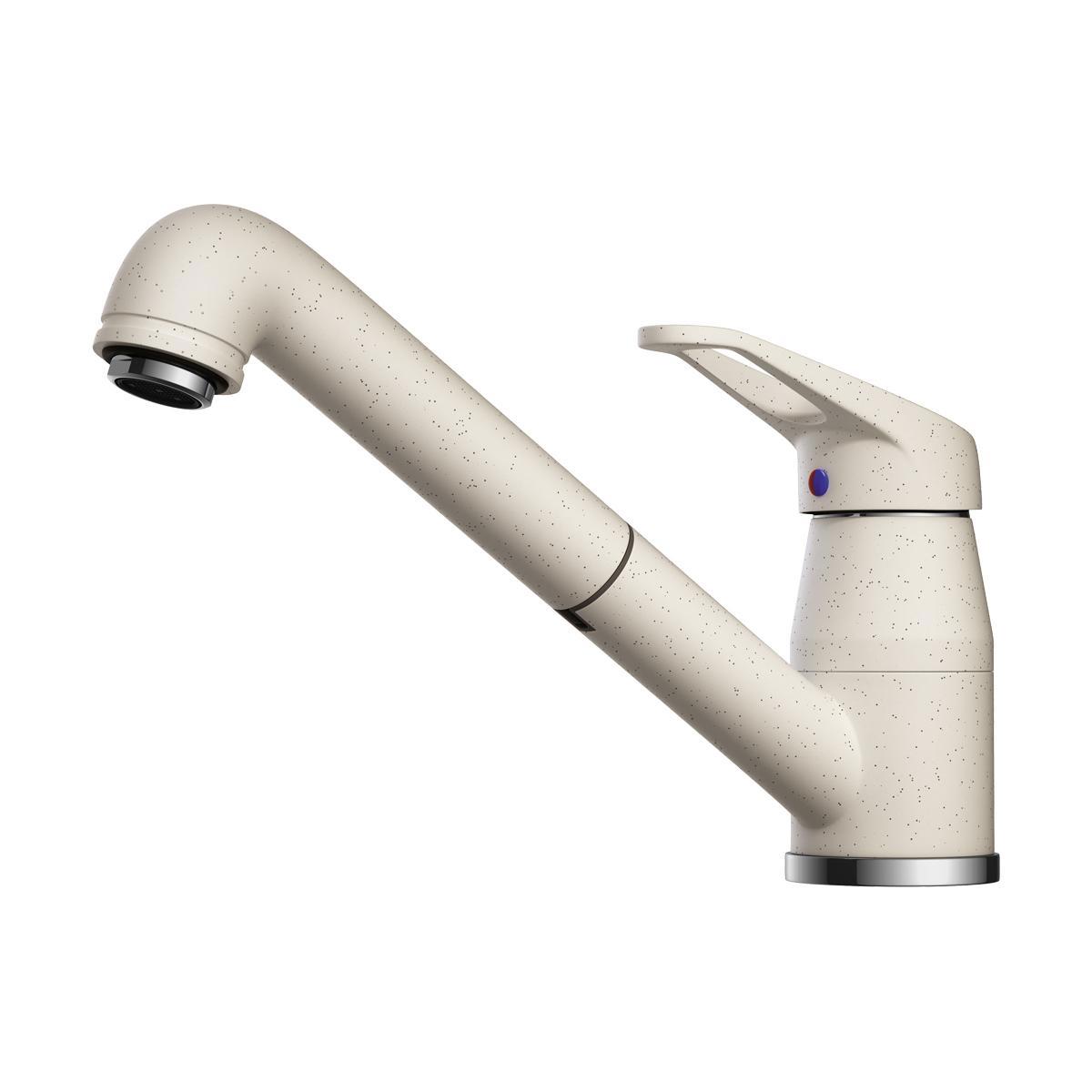 Изображение товара Смеситель для кухни Omoikiri Tateyama-S белый однорычажный с вытяжным шлангом