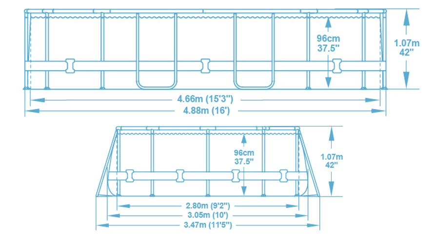 Бассейн каркасный Bestway 56946 BW 488x305x107 см 10950 л - 6