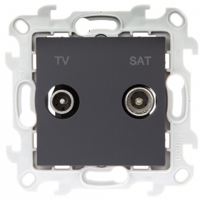 Изображение товара Simon 24 2410487-038 графит розетка телевизионная встроенная