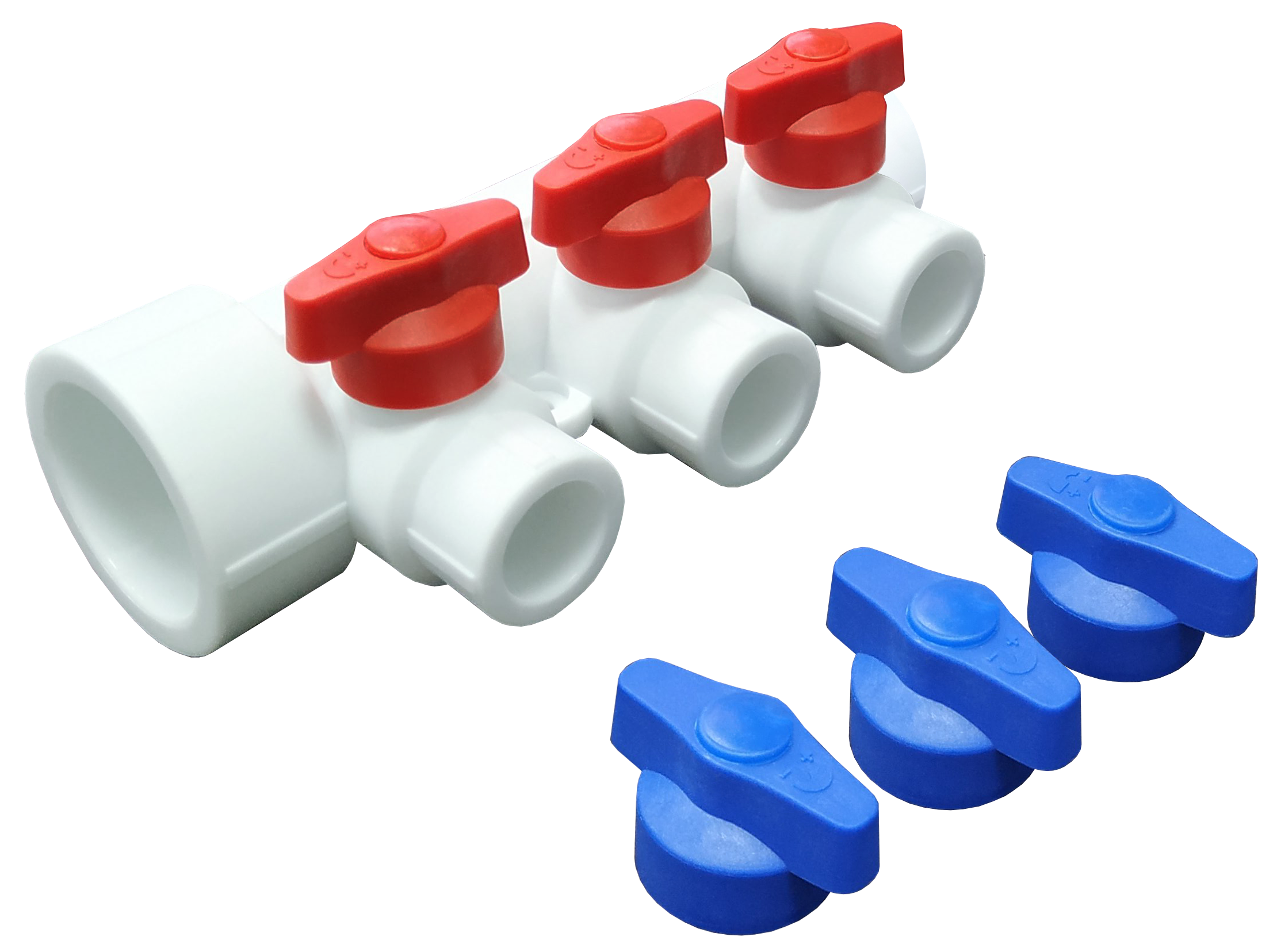Изображение товара Коллектор Valfex с 3 выходами и кранами для подключения трубопроводов