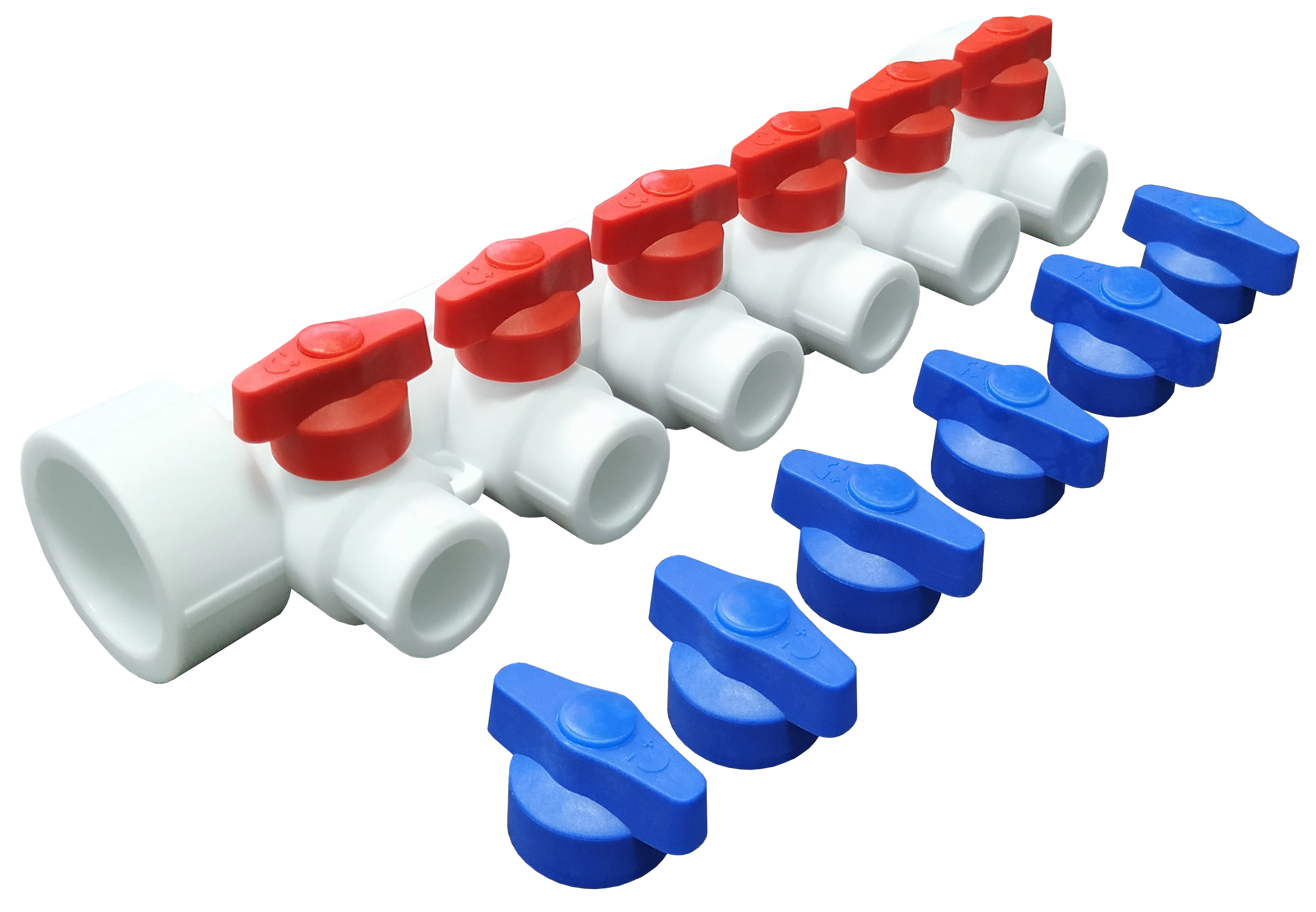Изображение товара Коллектор 6 выходов с кранами Valfex ø40x20 мм полипропилен