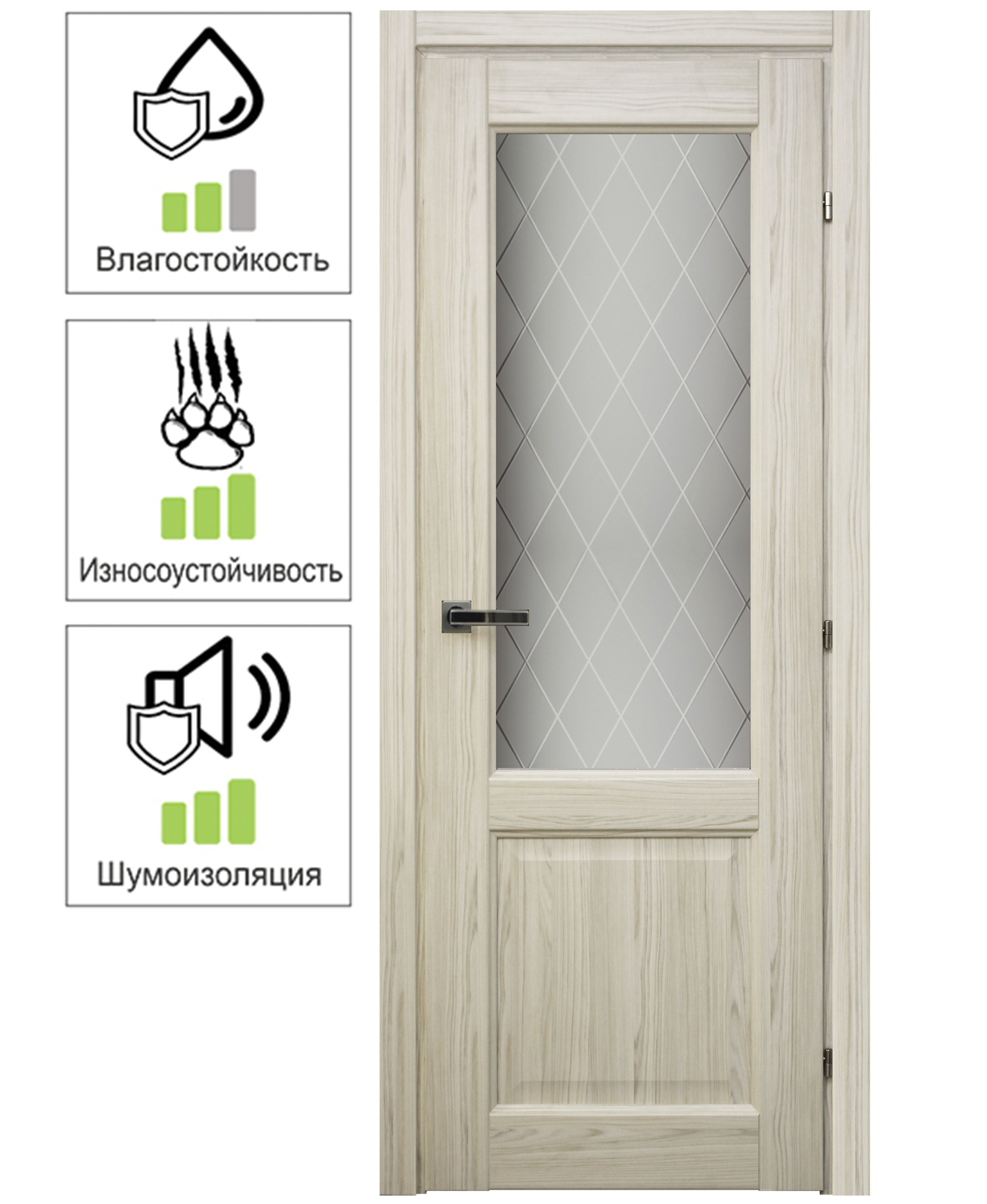 Изображение товара Дверь межкомнатная Пино остеклённая CPL 90x200 см (с замком)