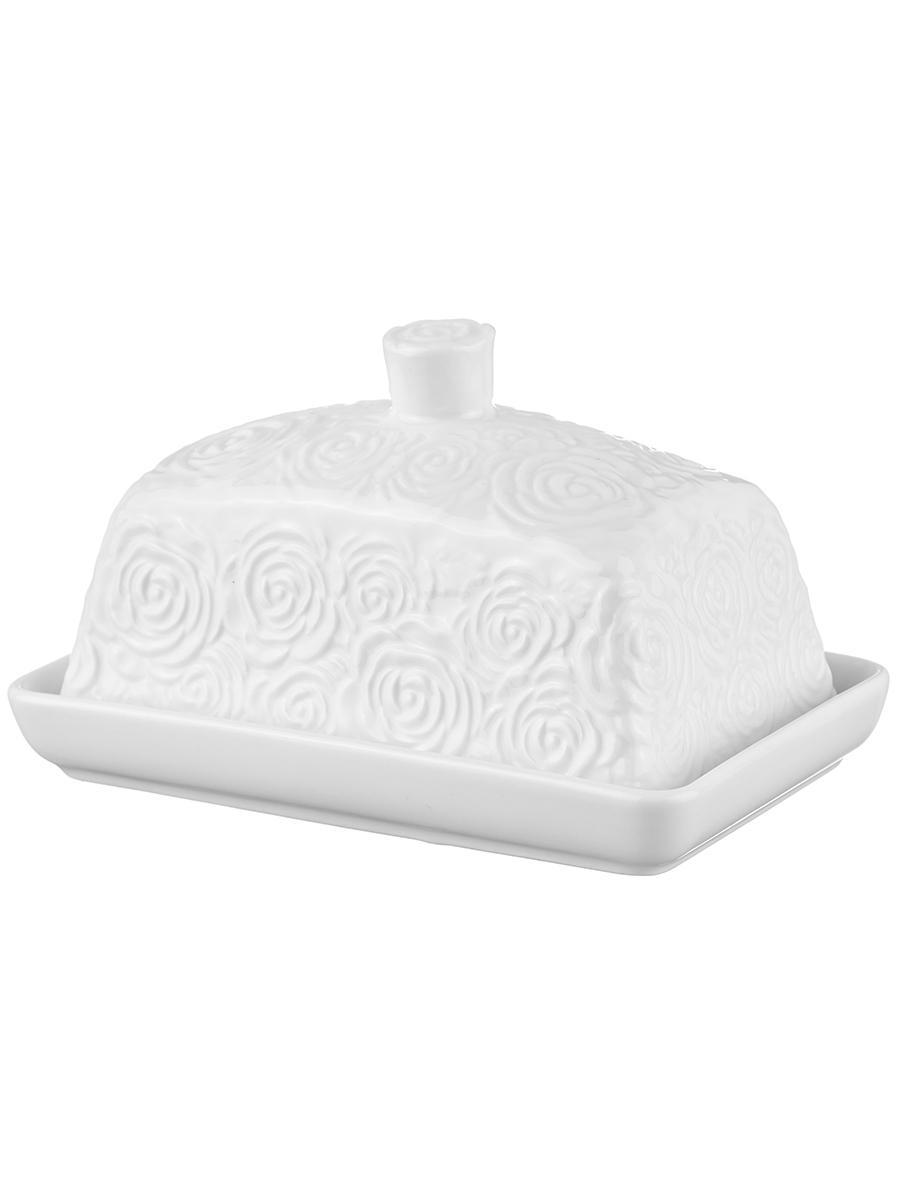 Изображение товара Масленка Elan Gallery Розы 13.5x9x8 см фарфор с крышкой