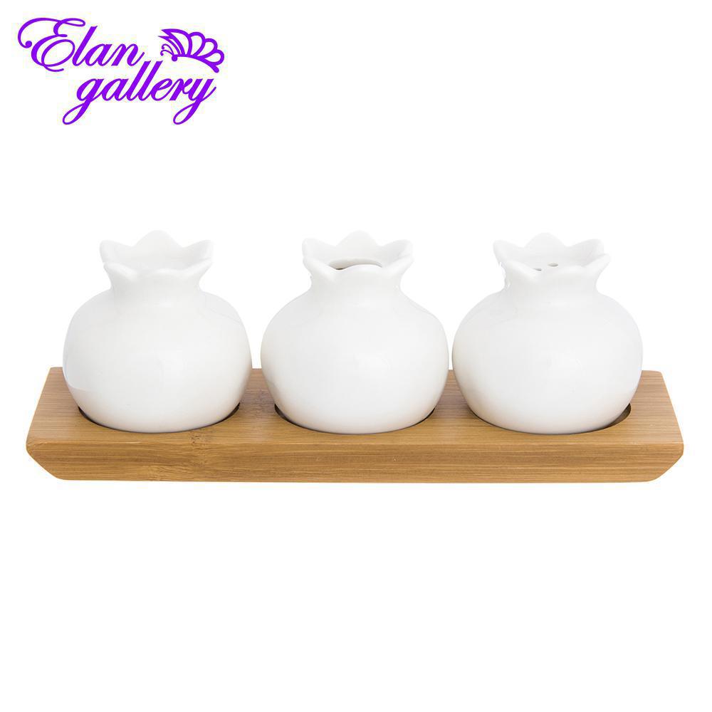 Изображение товара Набор для специй Elan Gallery Айсберг 540190 - фарфор и бамбук в стильной сервировке стола