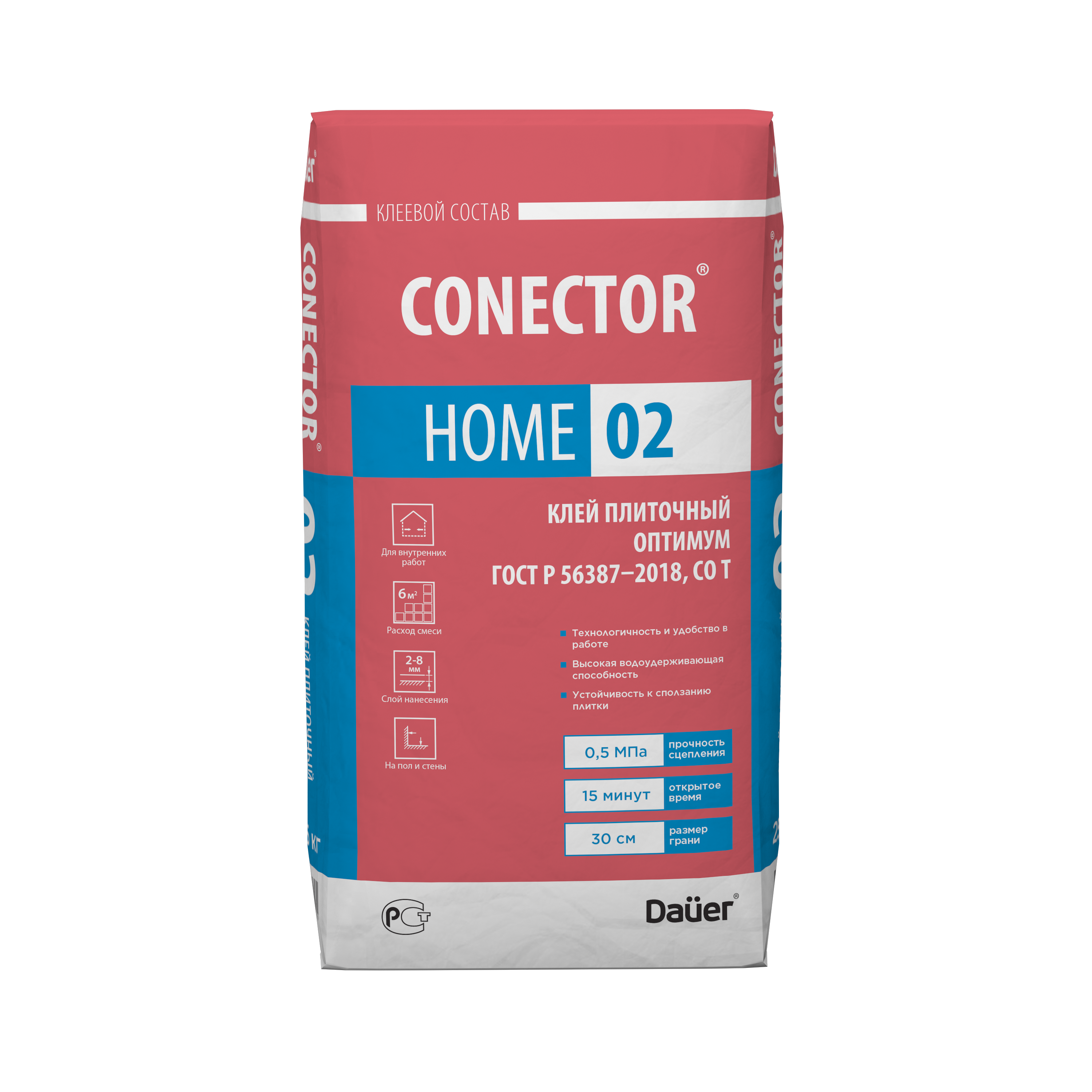 Изображение товара Клей для плитки DAÜER Home 02 влагостойкий для внутреннего применения 25 кг
